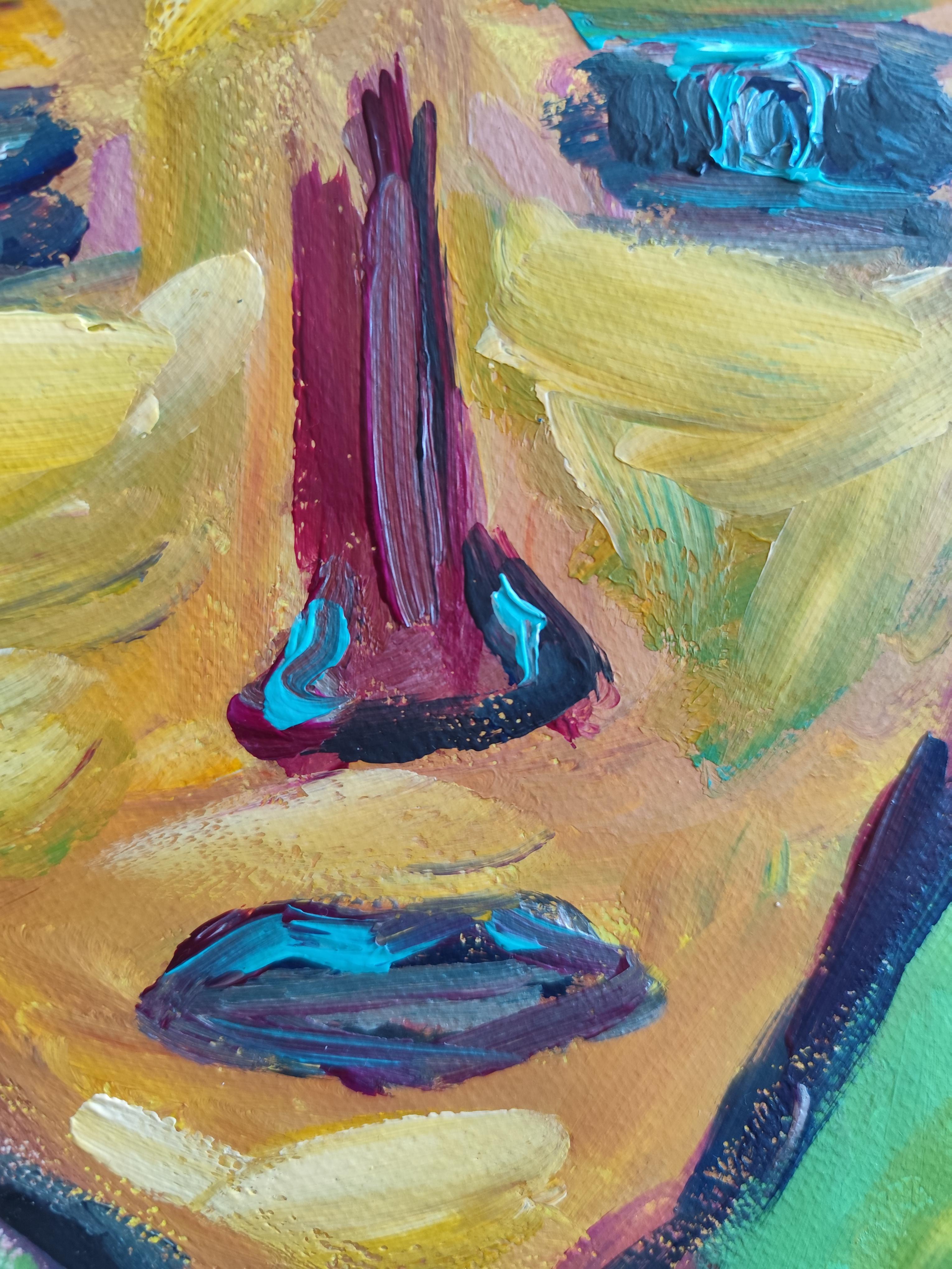 Contemporary abstract expressionist woman's portrait painting 