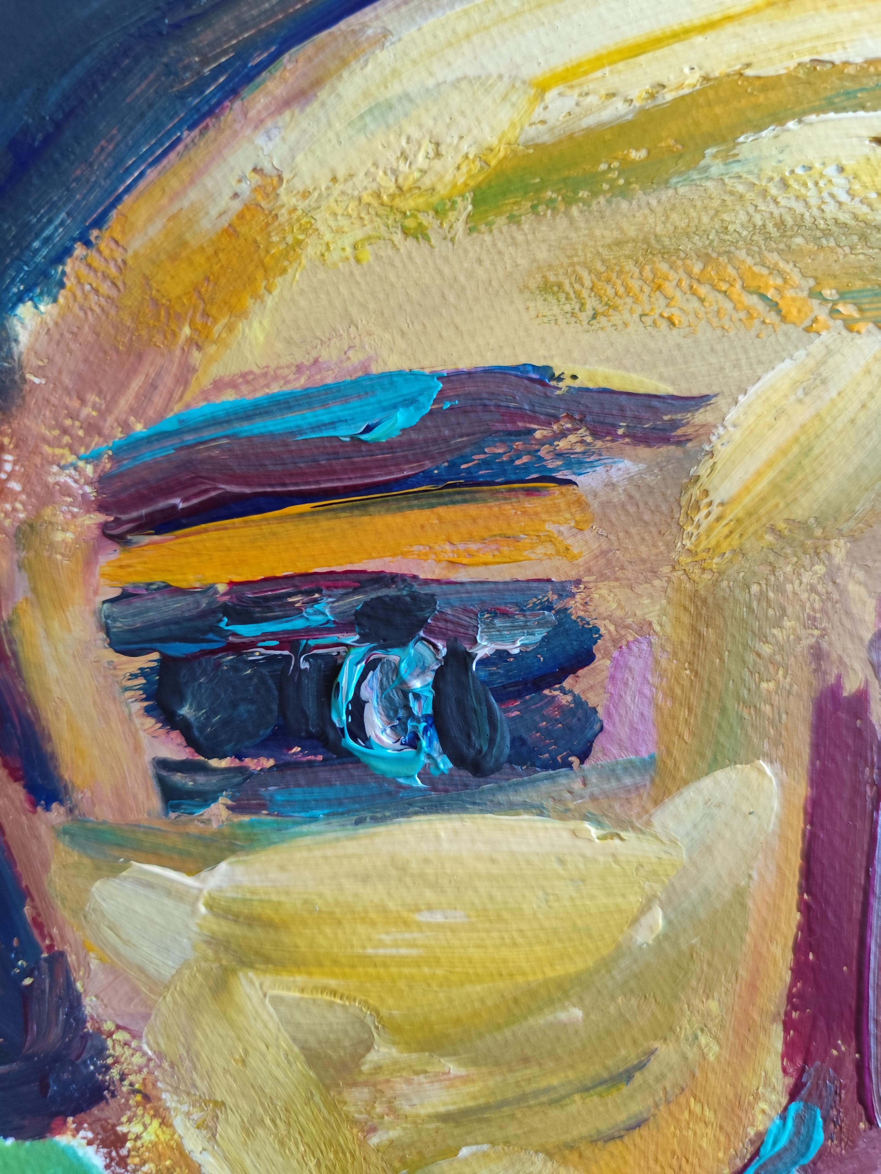 Contemporary abstract expressionist woman's portrait painting 