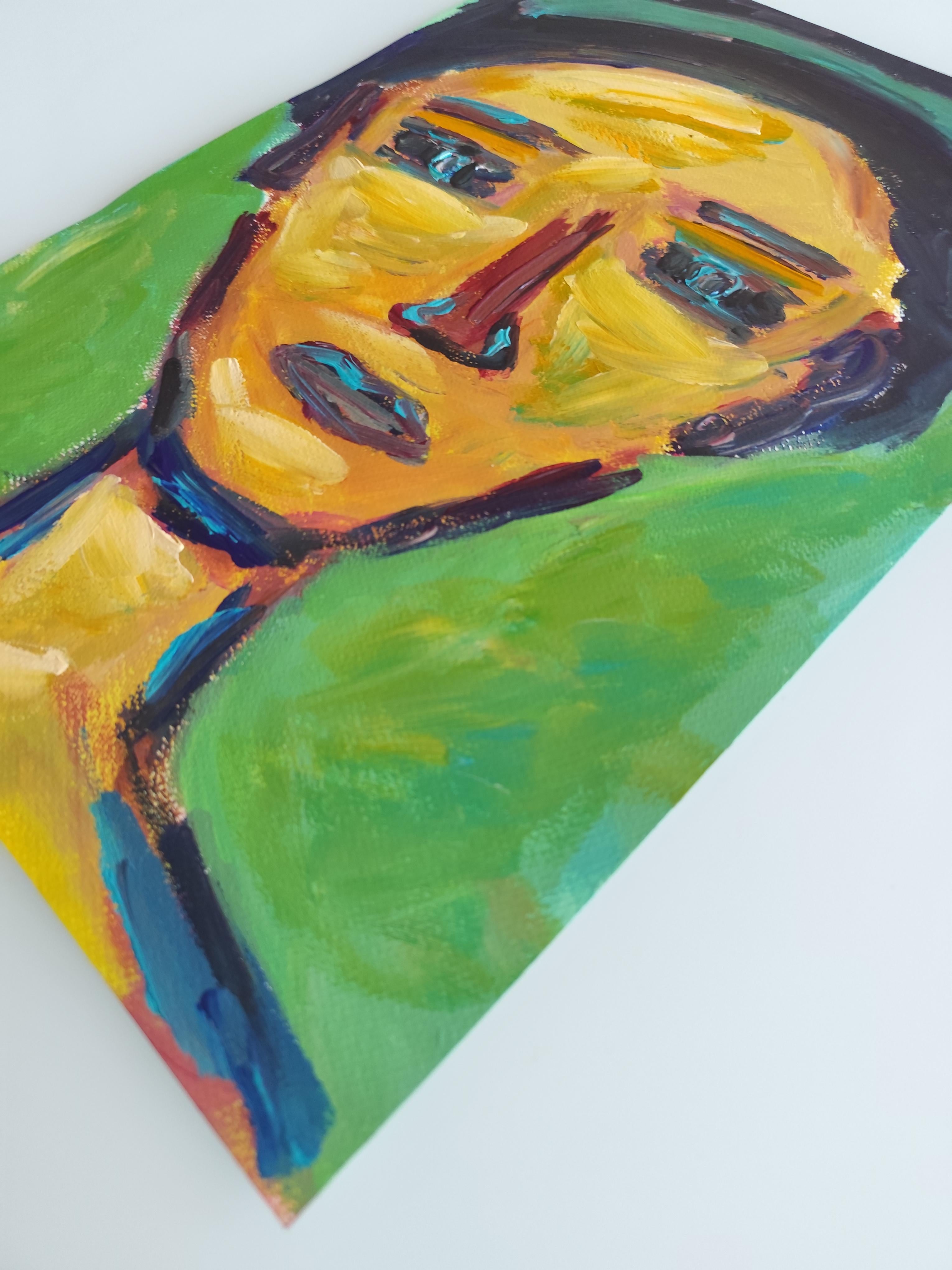 Contemporary abstract expressionist woman's portrait painting 