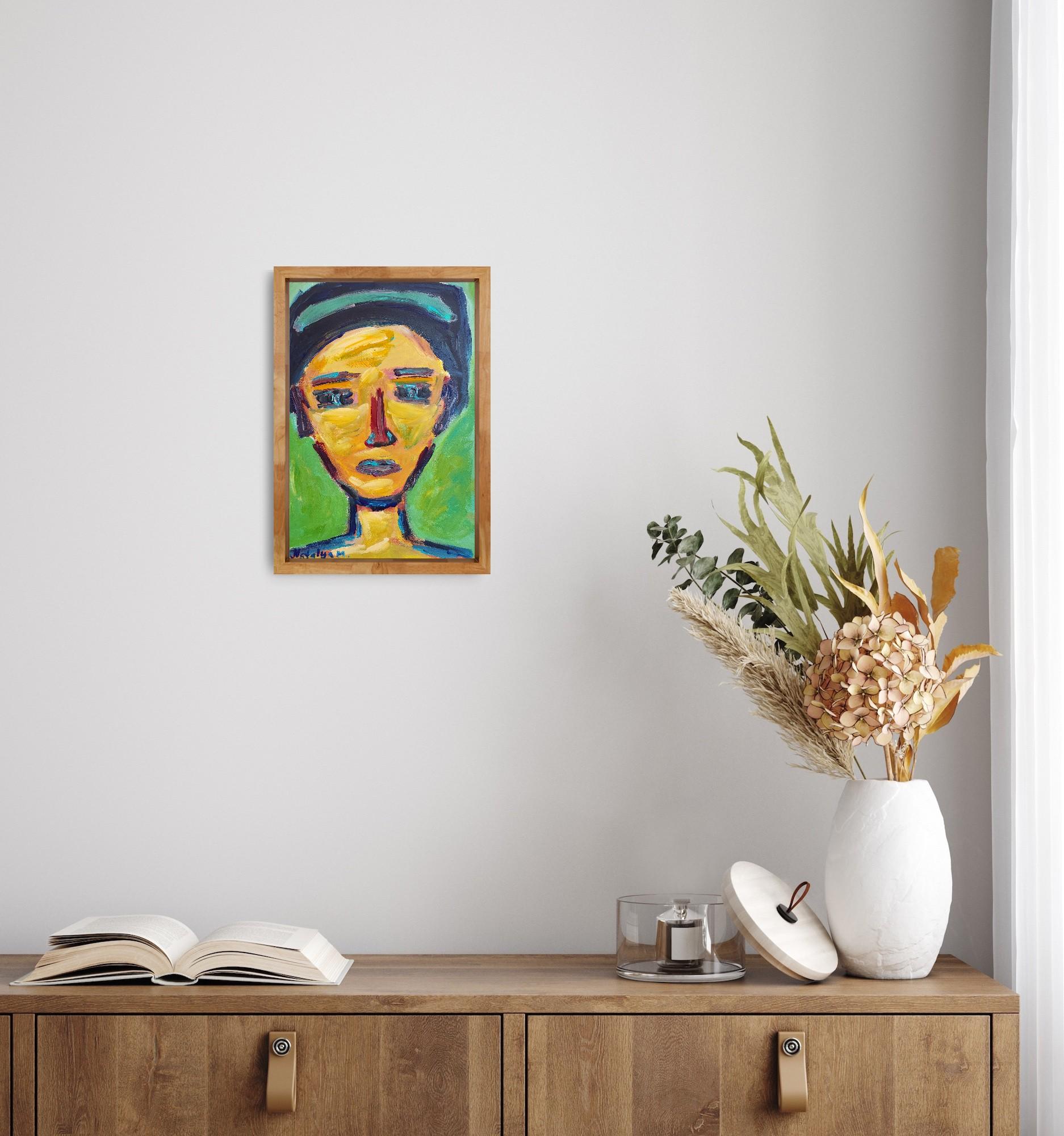 Contemporary abstract expressionist woman's portrait painting 