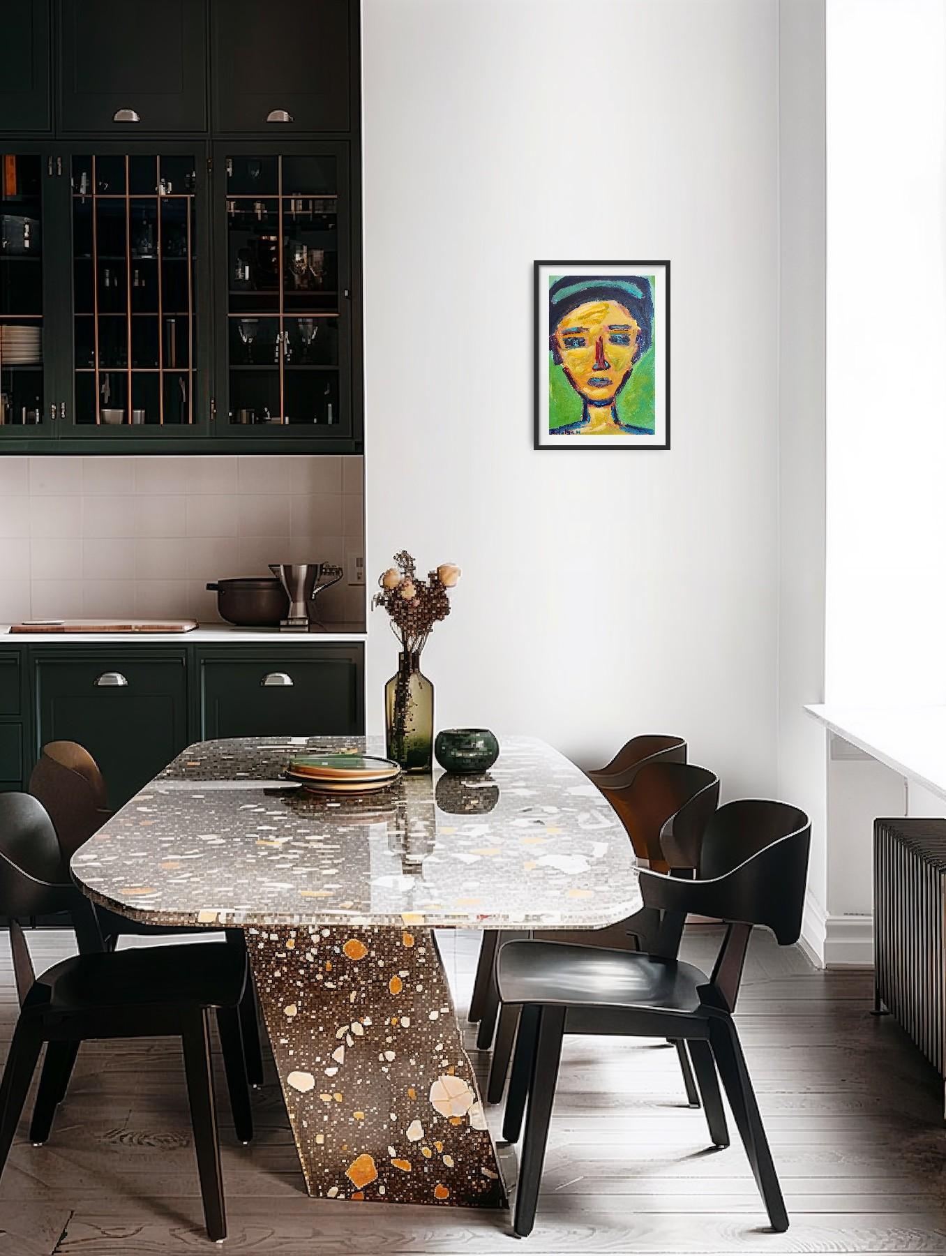 Contemporary abstract expressionist woman's portrait painting 