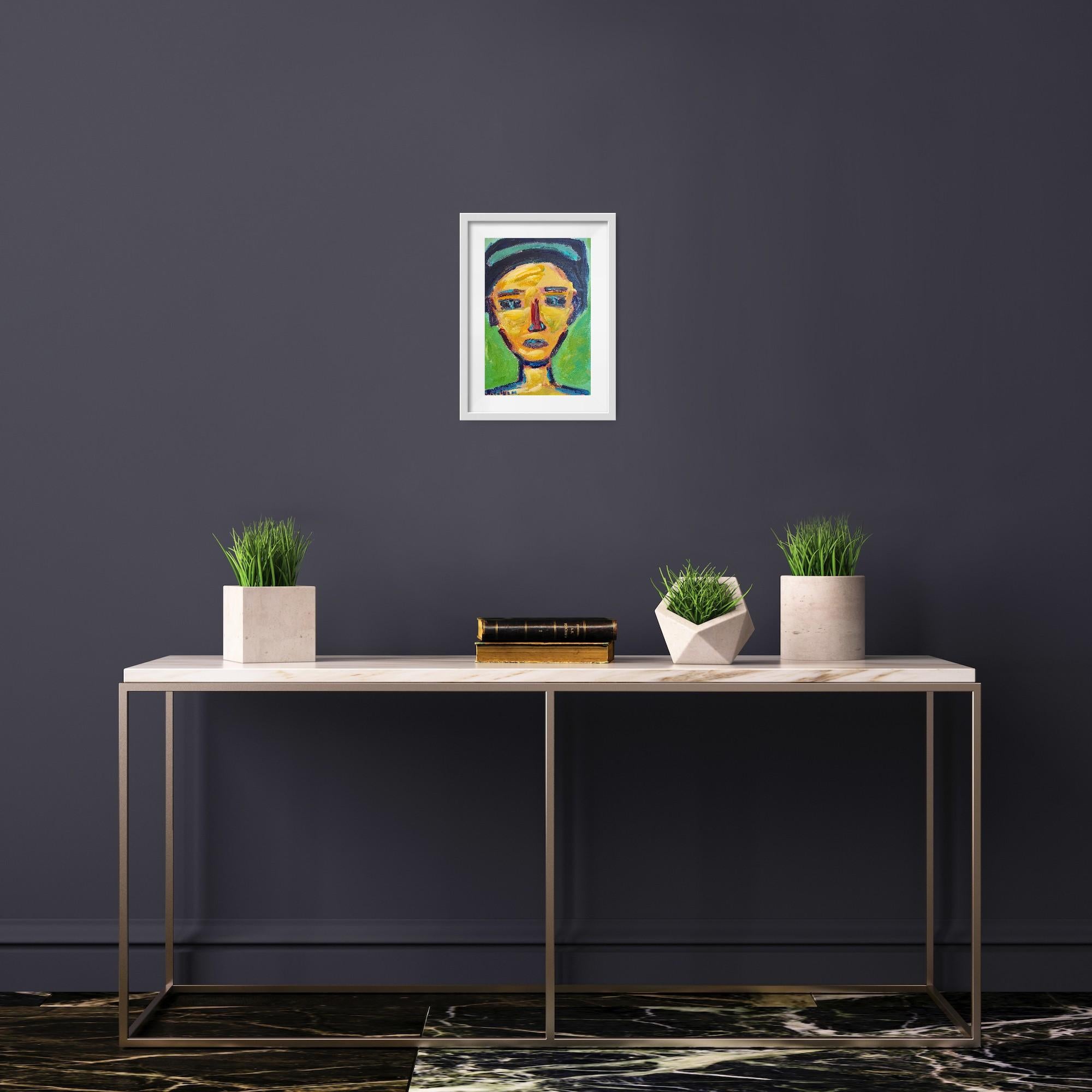 This contemporary abstract expressionist portrait was created by French artist Natalya Mougenot as part of her ongoing exploration of emotional identity, inner truth, and the human spirit.”
Titled “Inner Light,” the work reveals a face emerging from