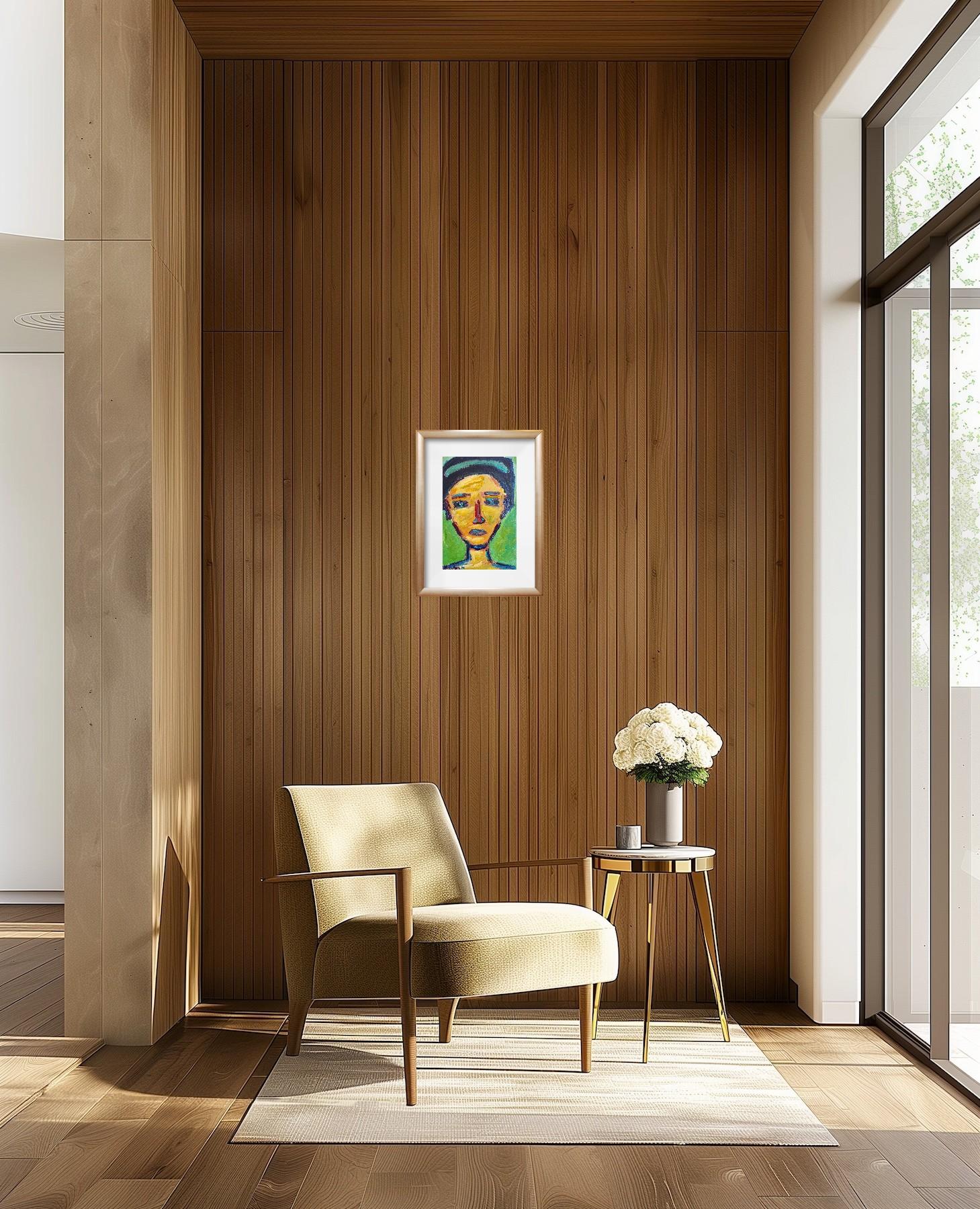 Contemporary abstract expressionist woman's portrait painting 