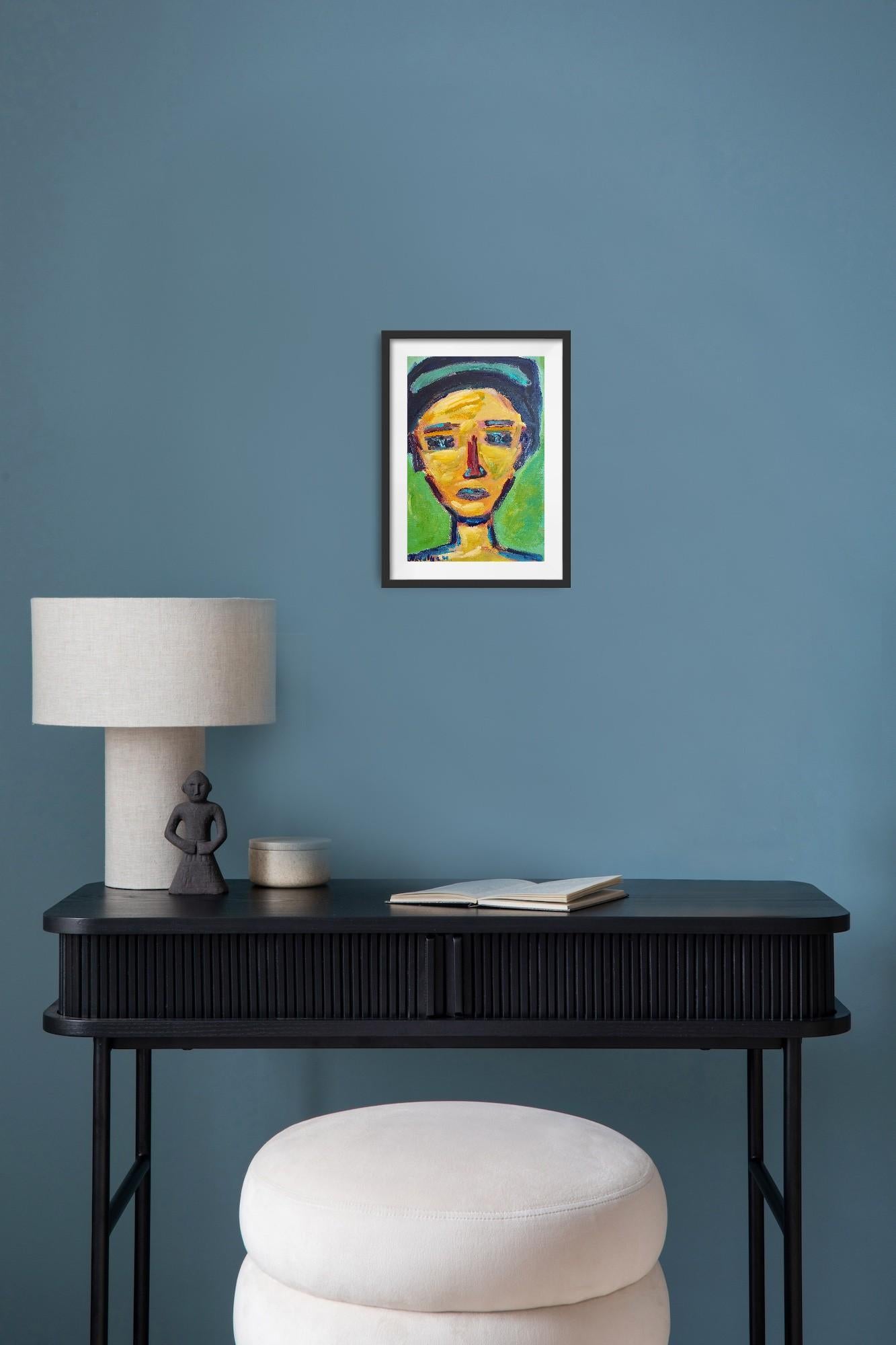 Contemporary abstract expressionist woman's portrait painting 