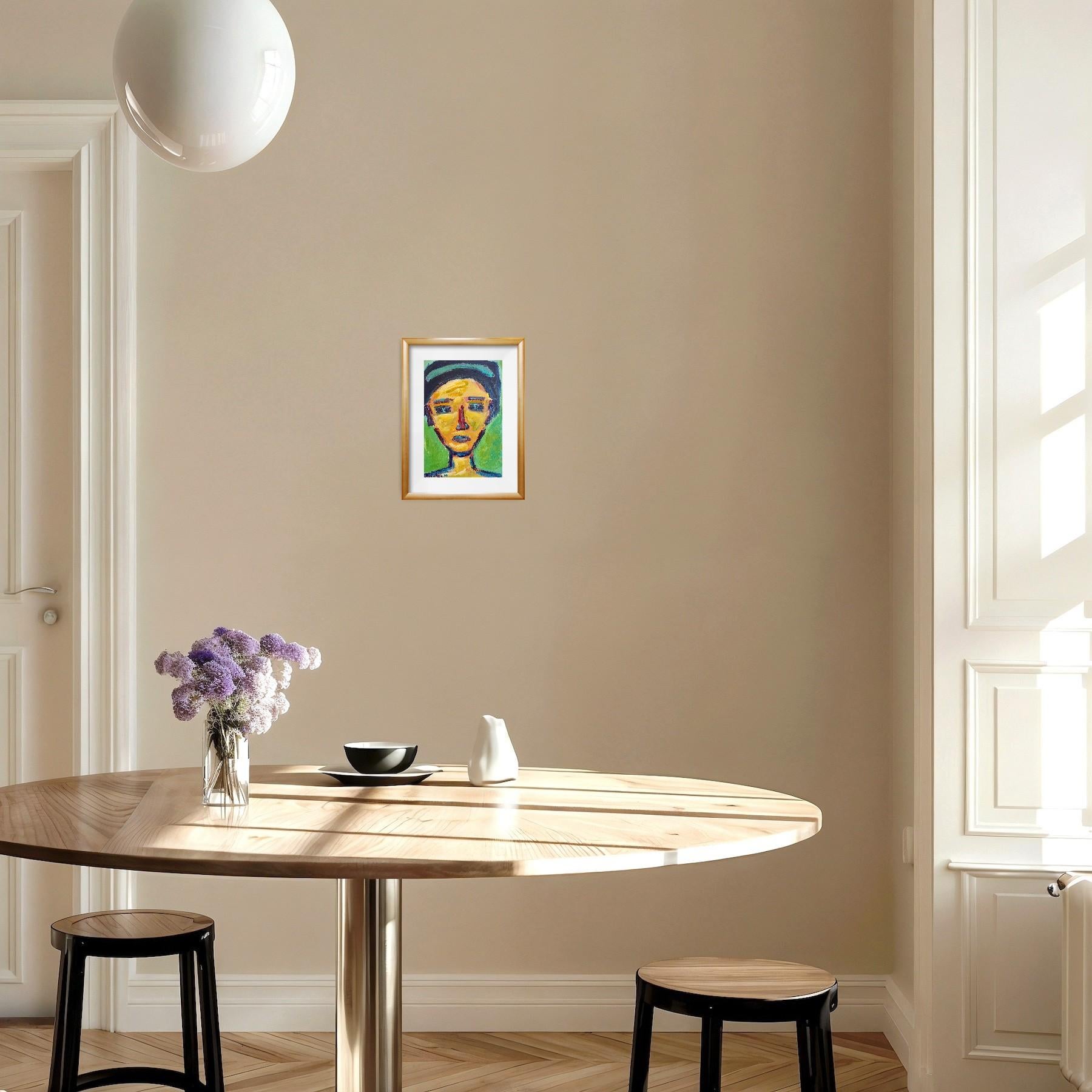 Contemporary abstract expressionist woman's portrait painting 