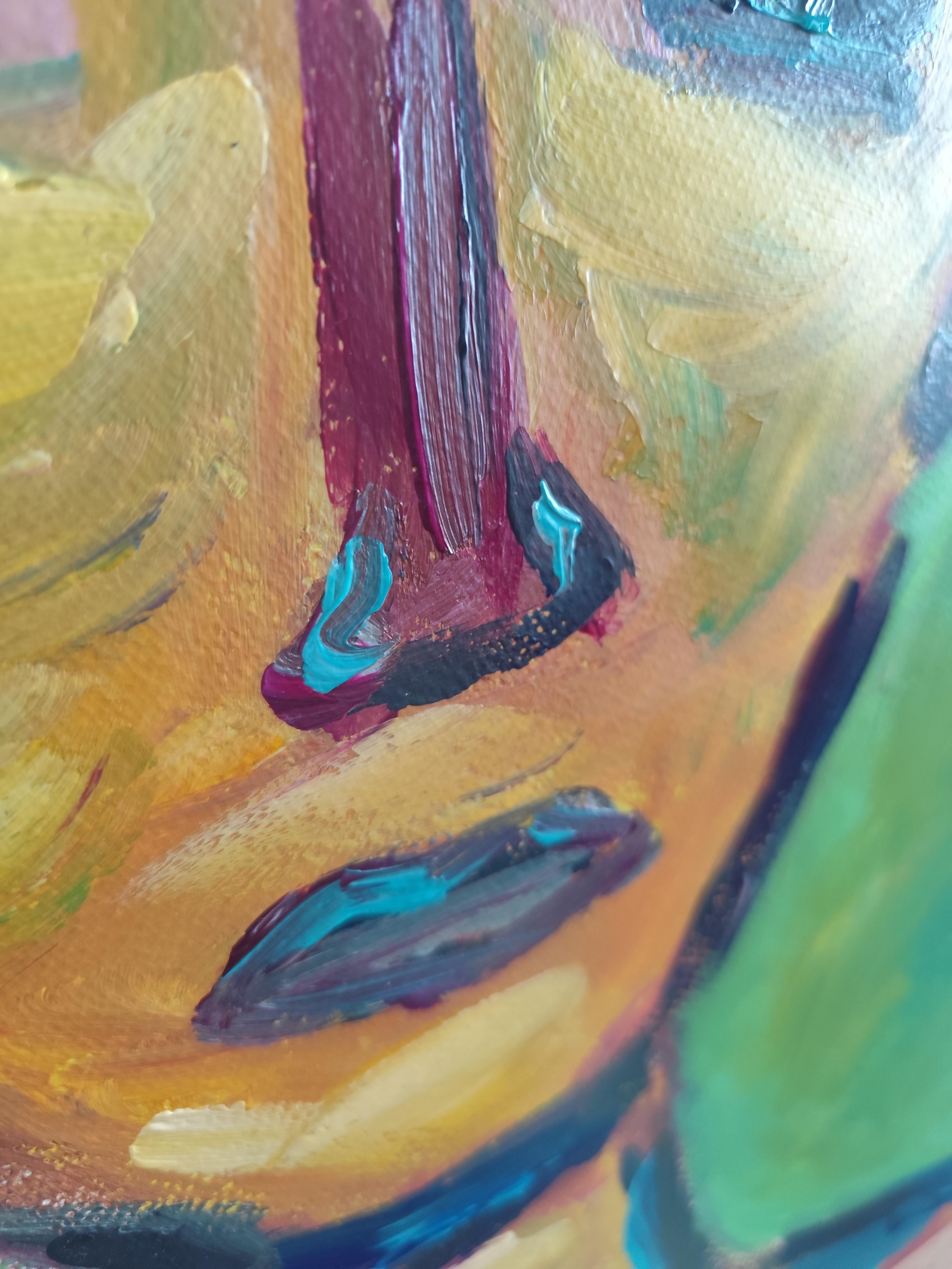 Contemporary abstract expressionist woman's portrait painting 