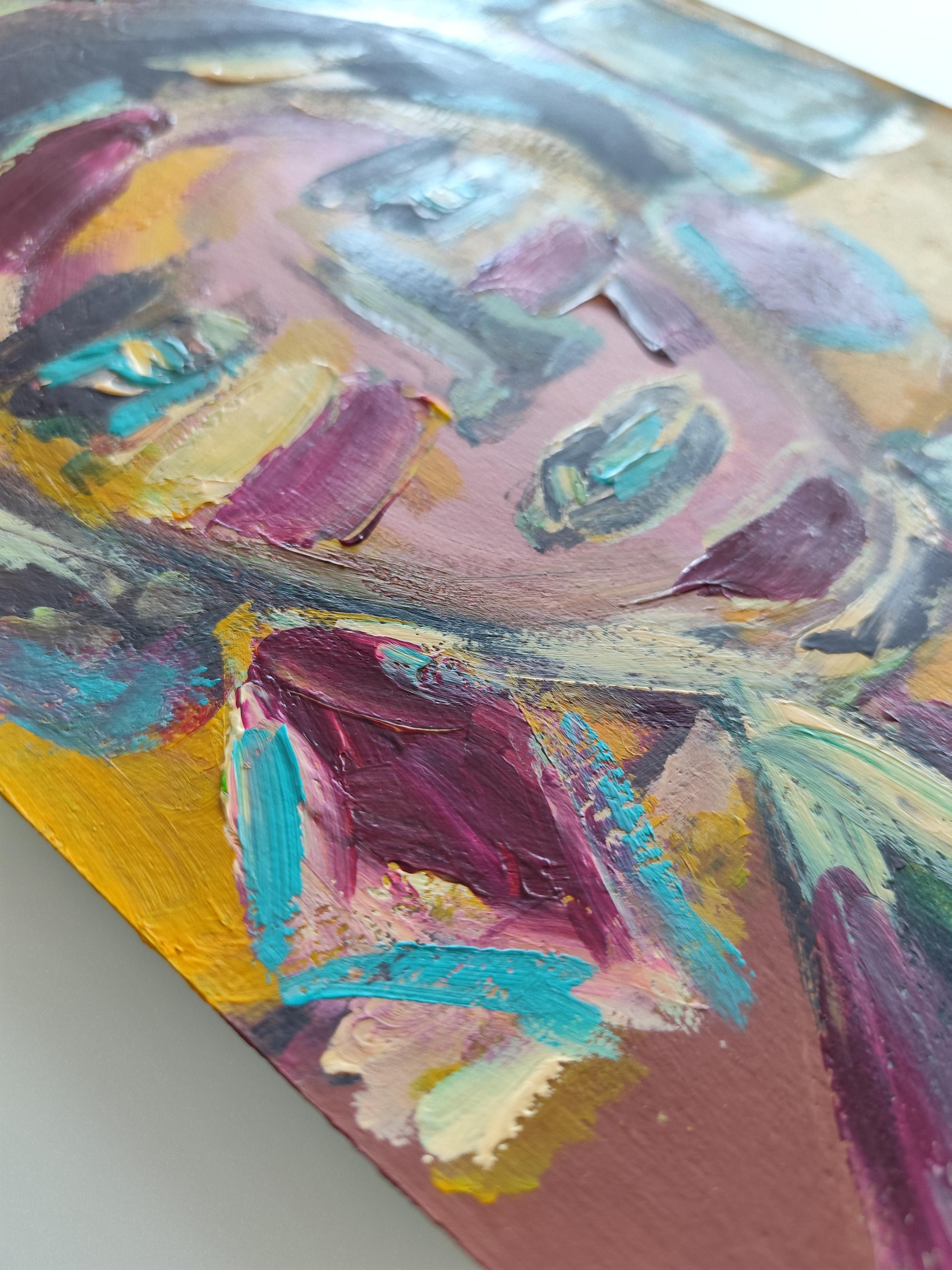 Retrato de mujer expresionista abstracto contemporáneo 