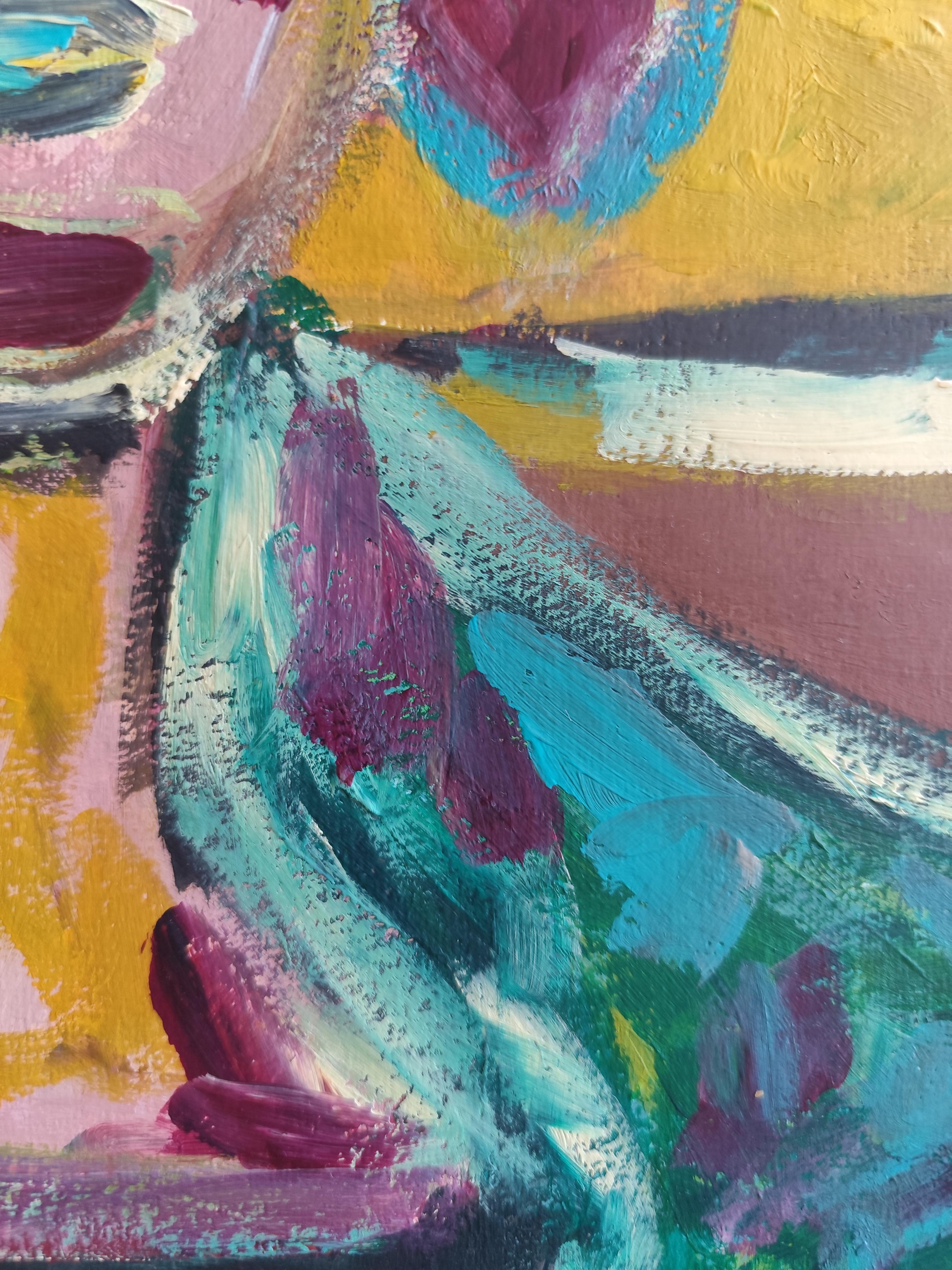 Retrato de mujer expresionista abstracto contemporáneo 