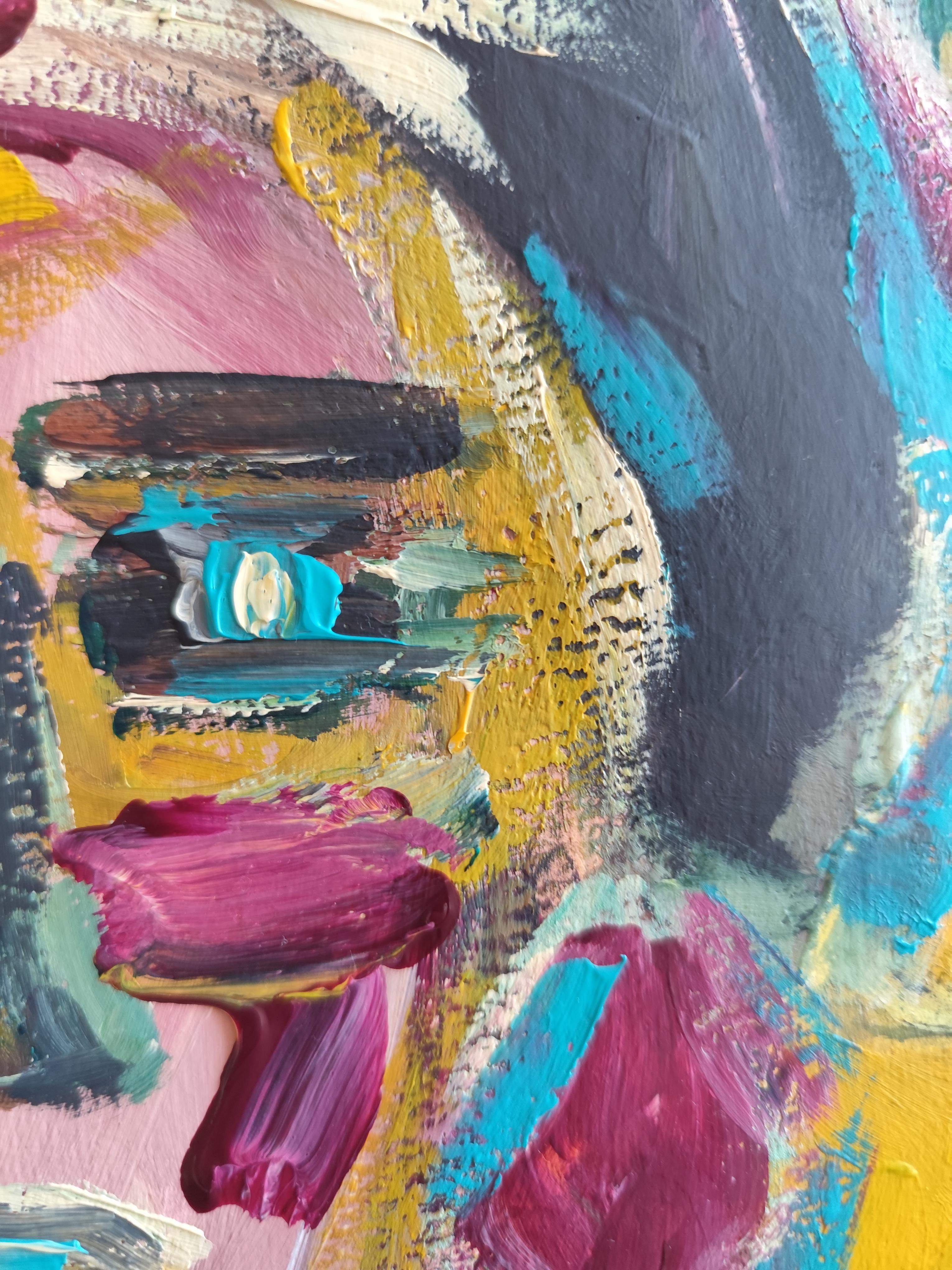 Retrato de mujer expresionista abstracto contemporáneo 