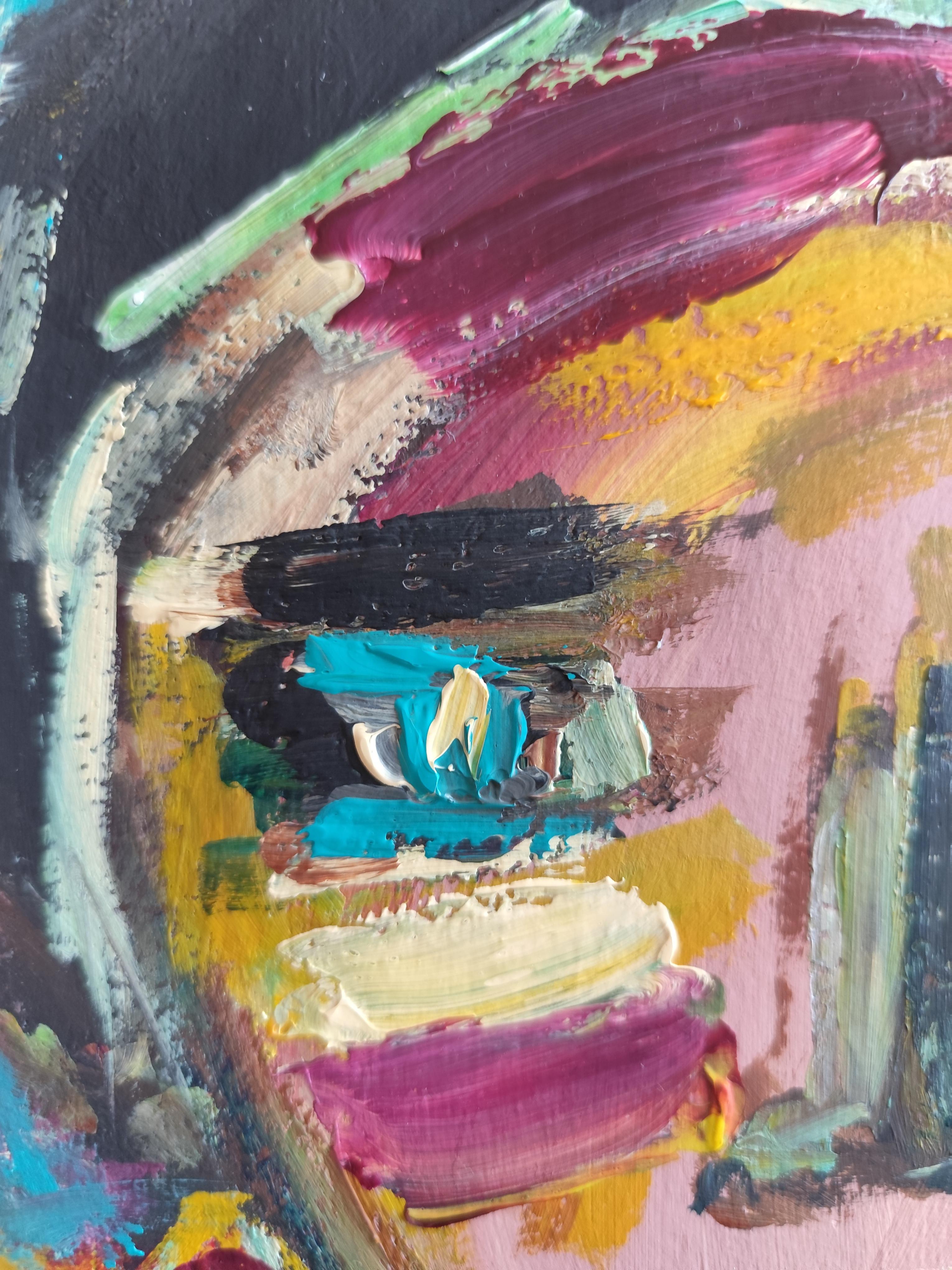 Retrato de mujer expresionista abstracto contemporáneo 