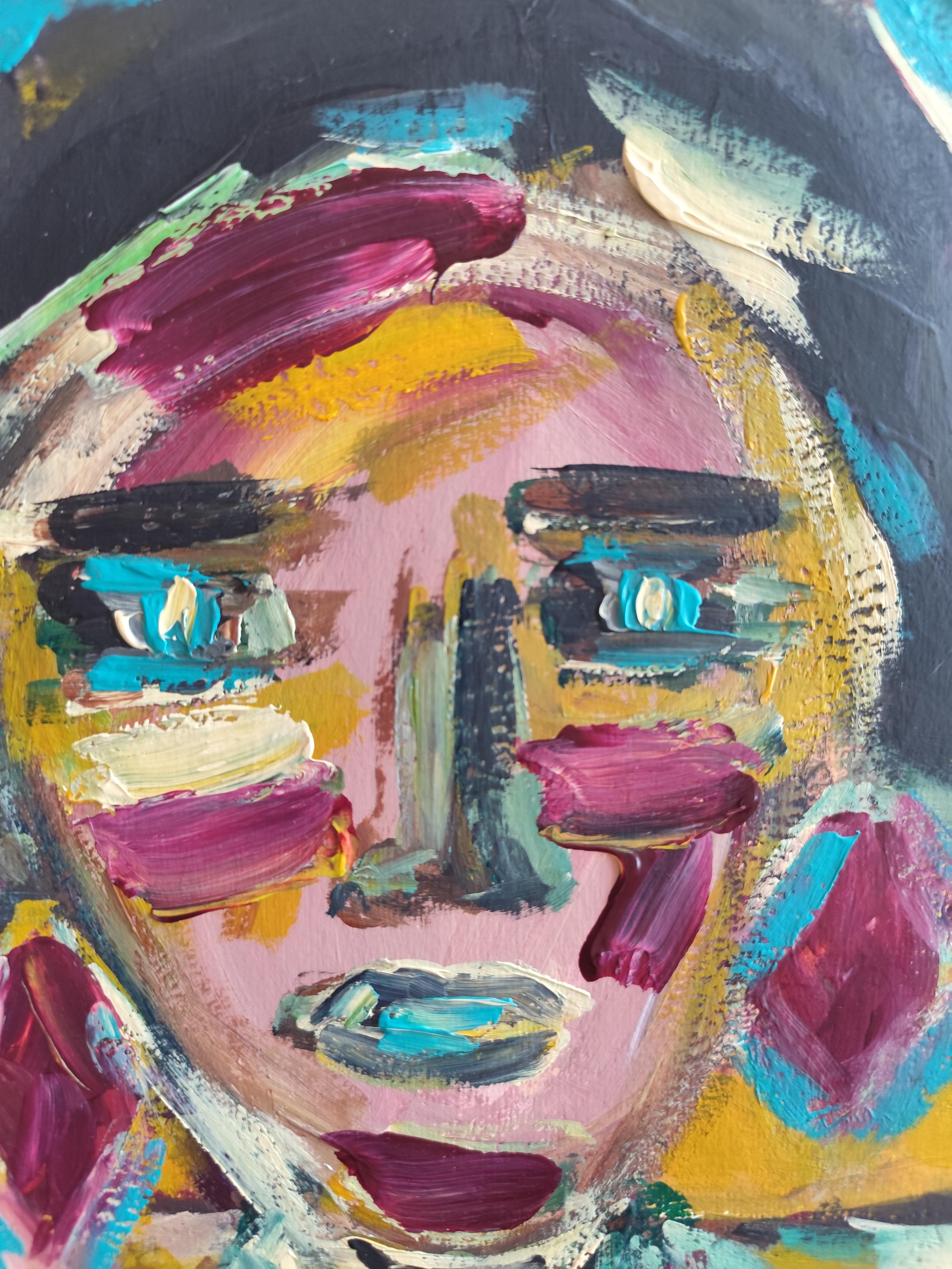 Retrato de mujer expresionista abstracto contemporáneo 