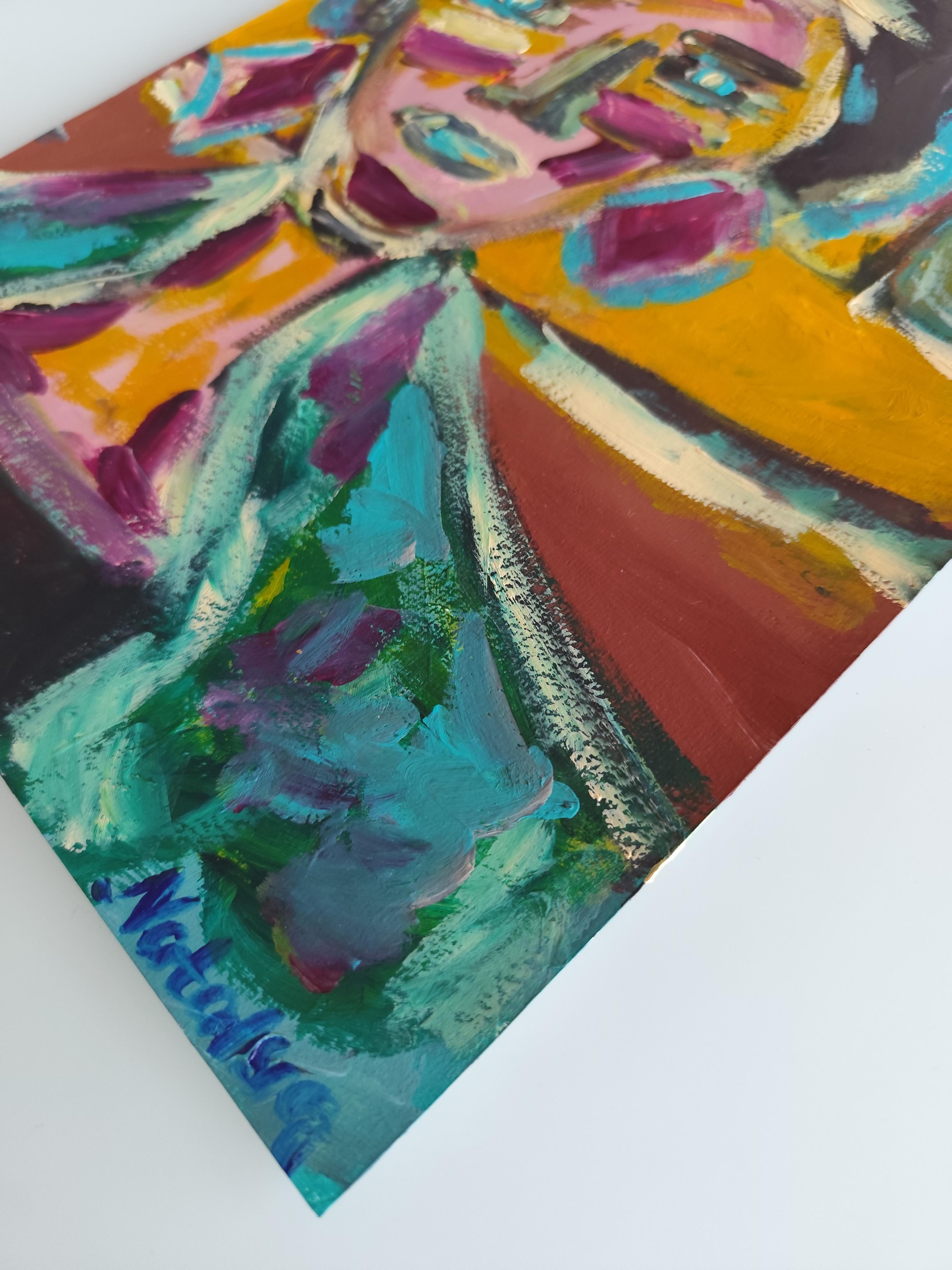 Retrato de mujer expresionista abstracto contemporáneo 