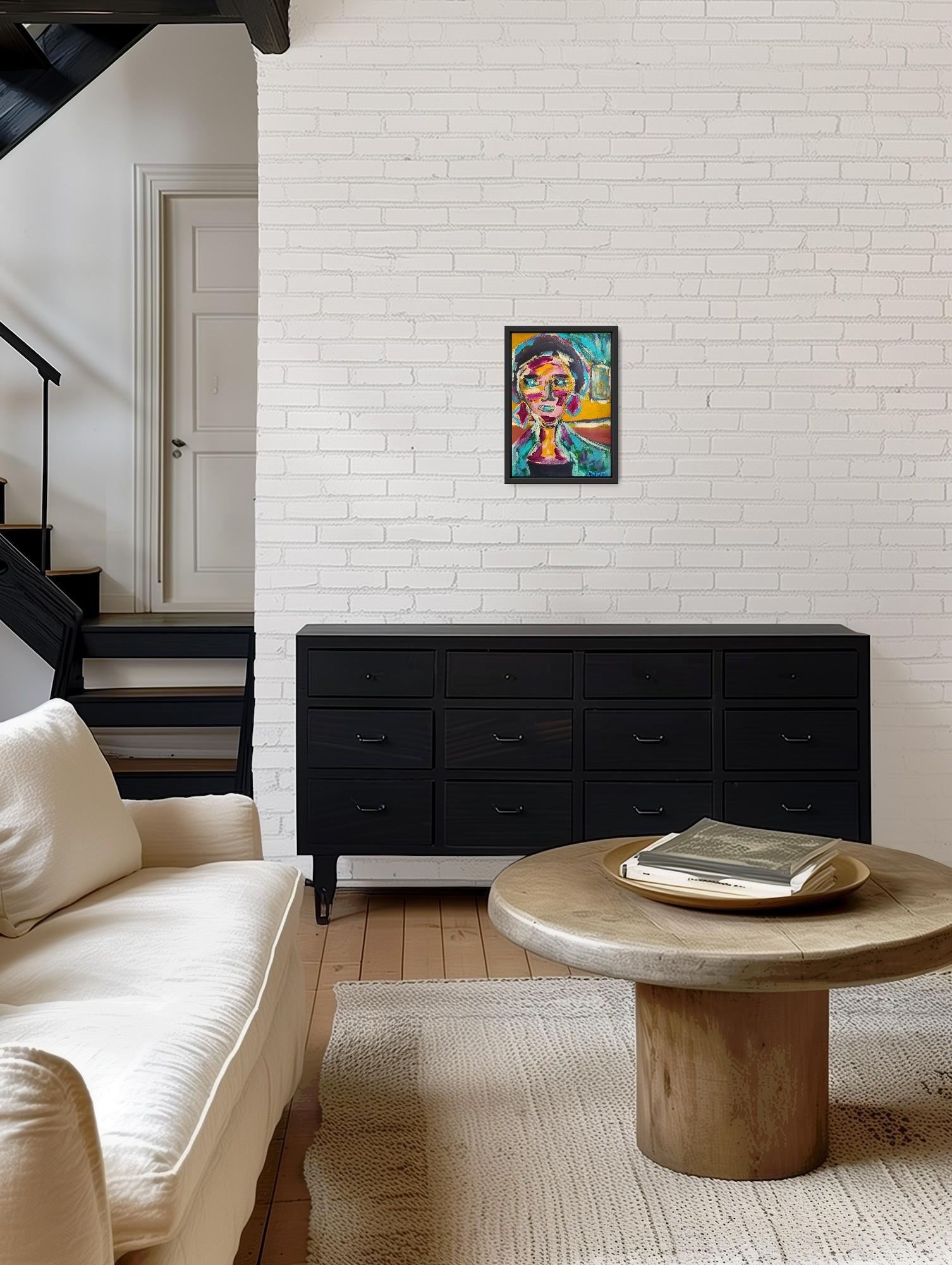 Retrato de mujer expresionista abstracto contemporáneo 