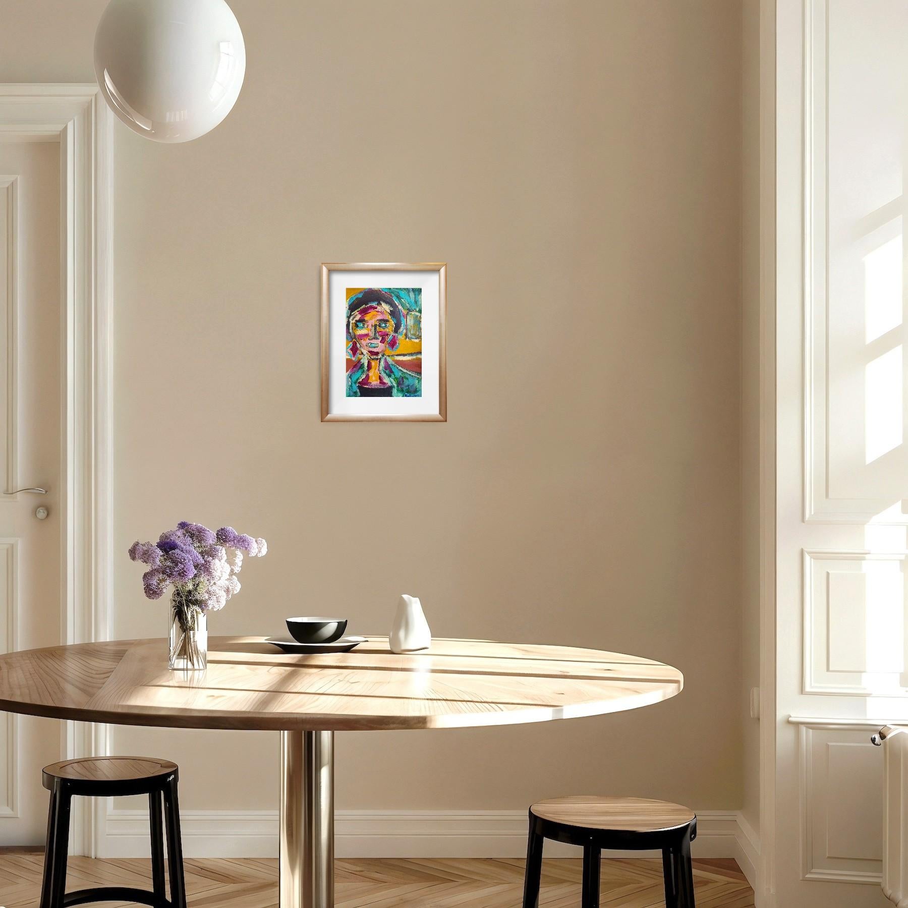 Retrato de mujer expresionista abstracto contemporáneo 