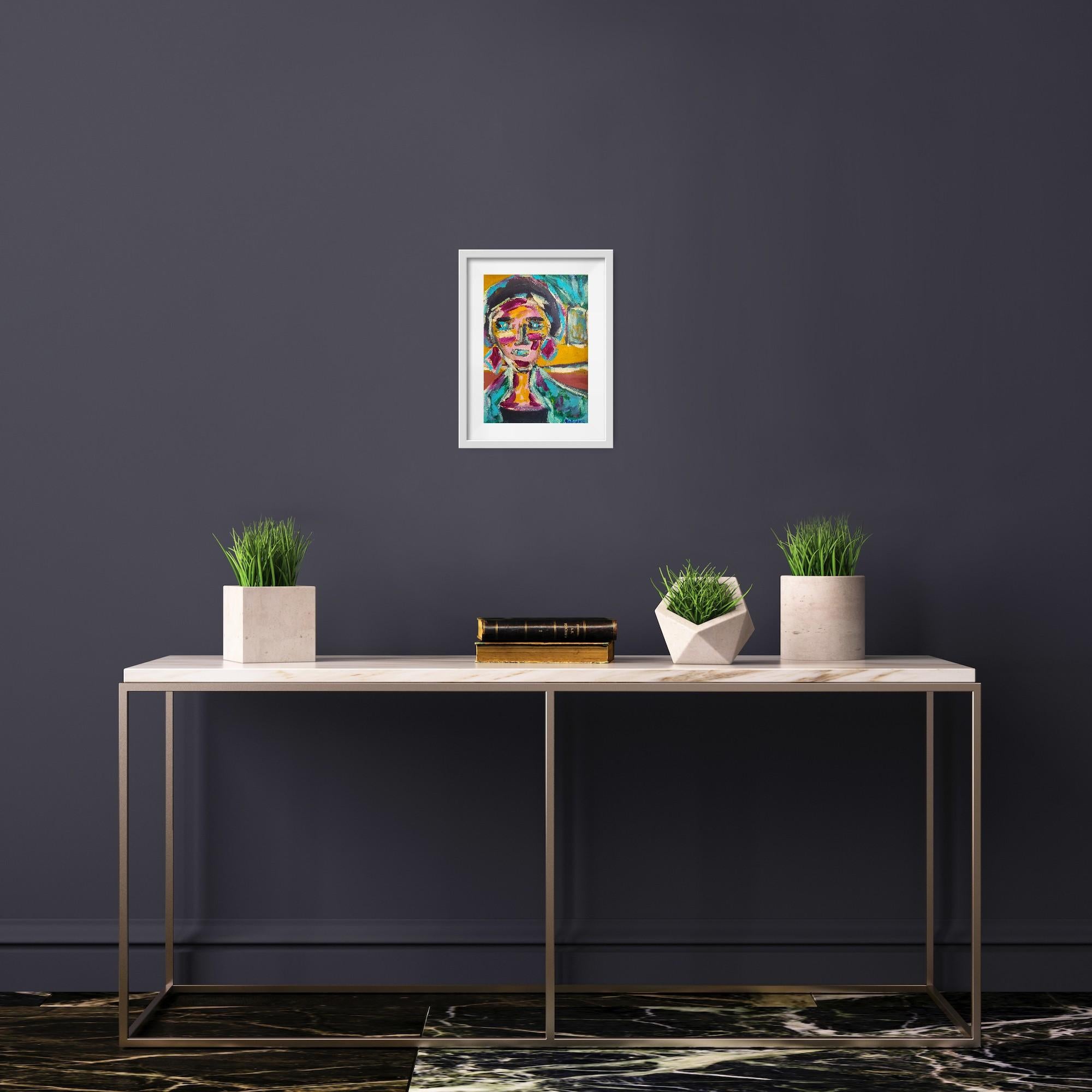 Retrato de mujer expresionista abstracto contemporáneo 