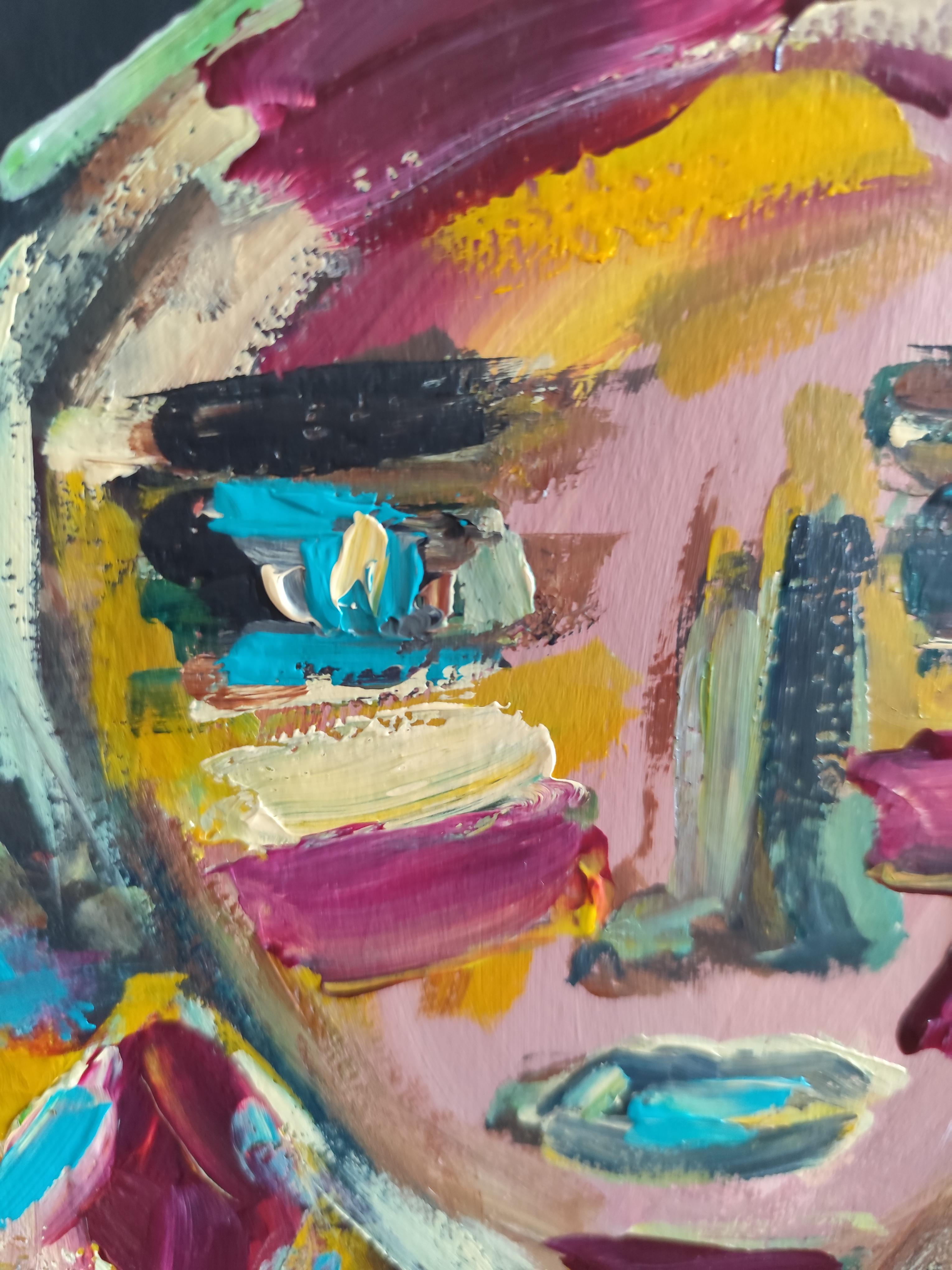 Retrato de mujer expresionista abstracto contemporáneo 