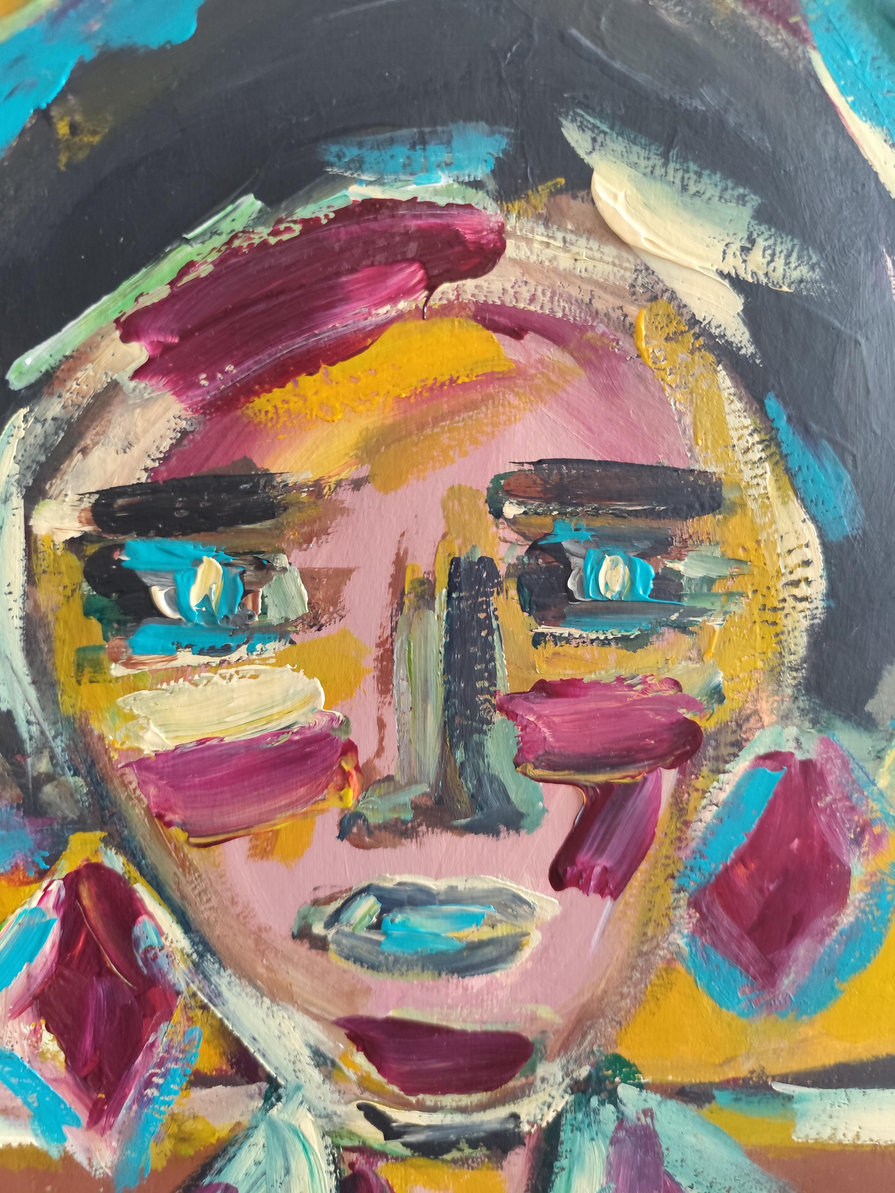 Retrato de mujer expresionista abstracto contemporáneo 