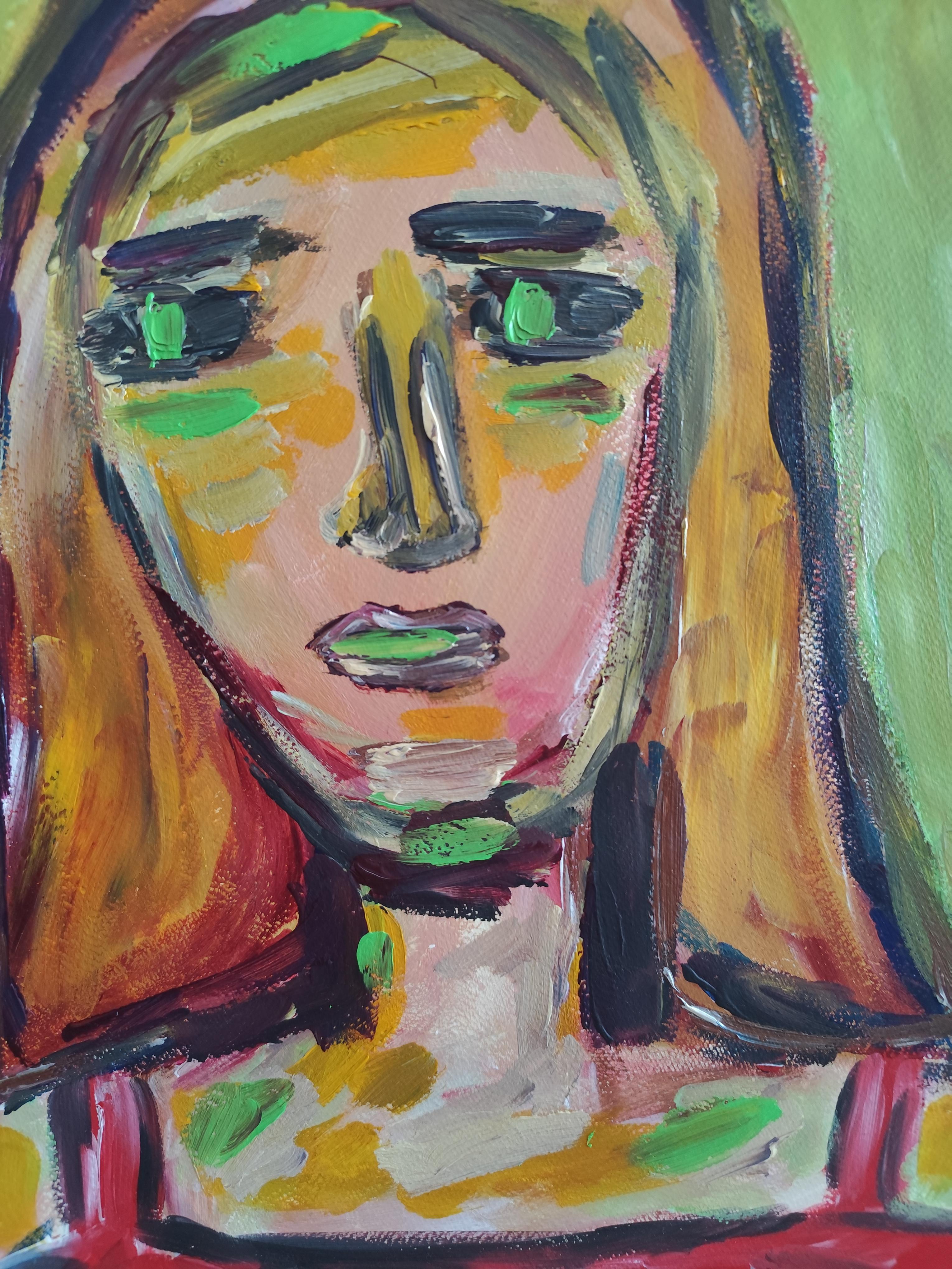 Zeitgenössisches abstraktes expressionistisches Frauenporträt 