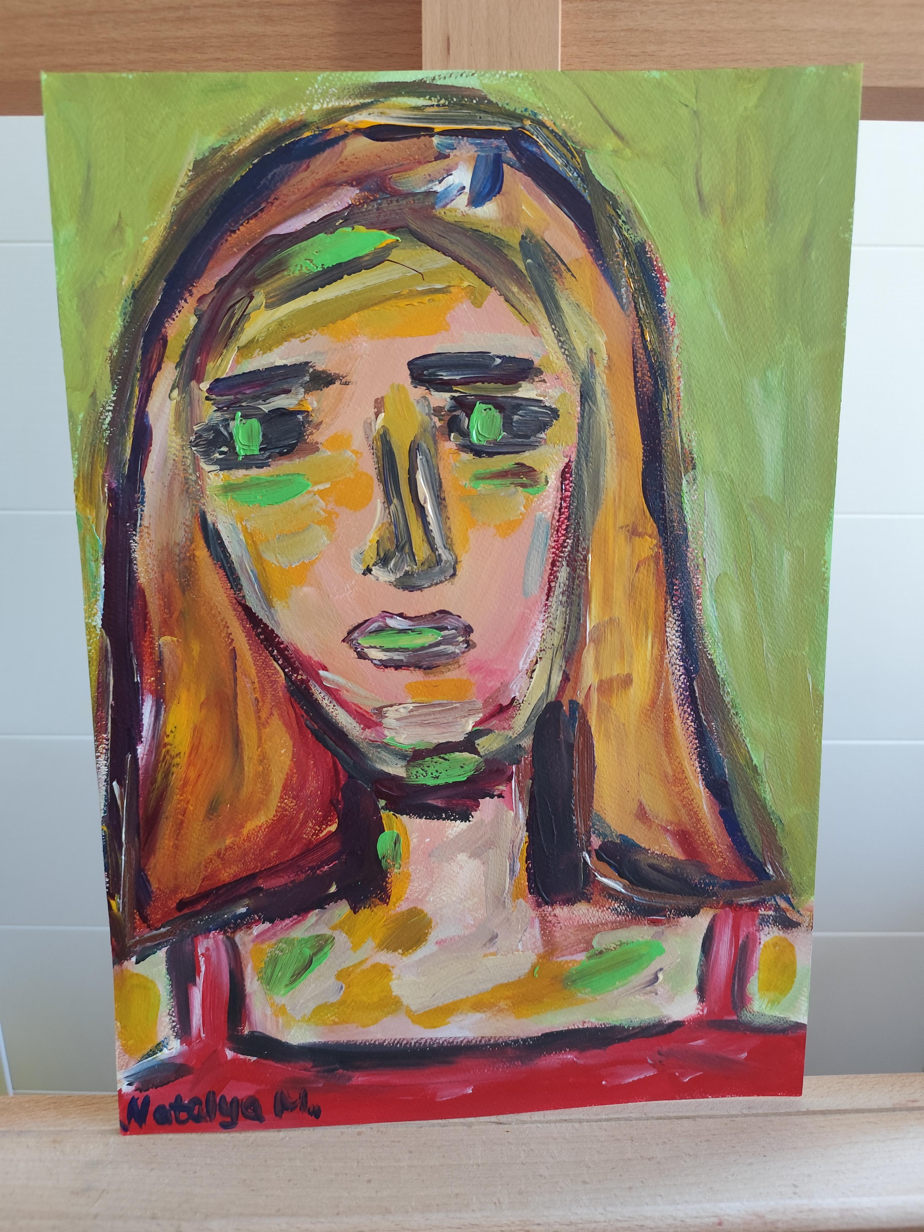 Zeitgenössisches abstraktes expressionistisches Frauenporträt 