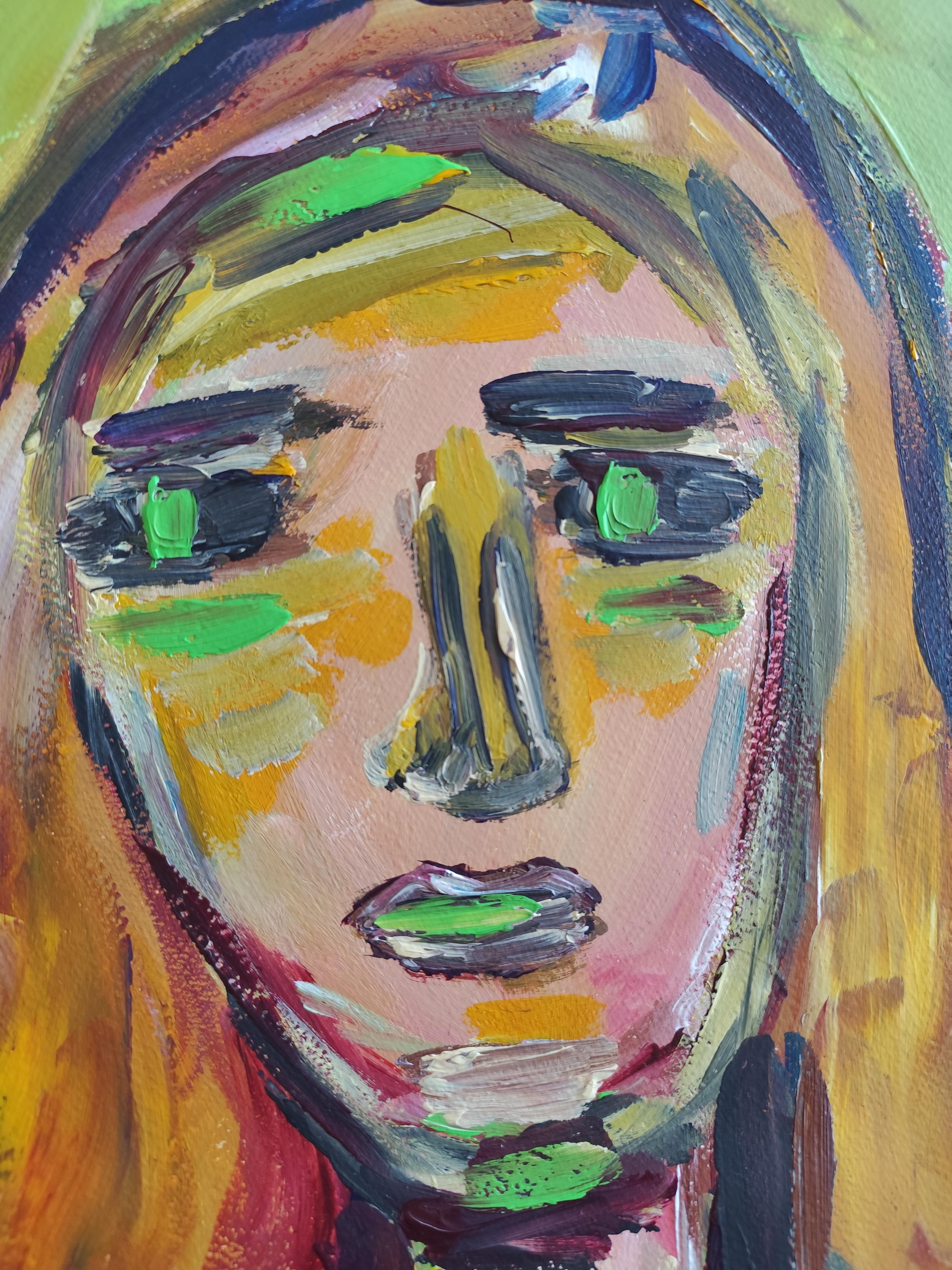 Zeitgenössisches abstraktes expressionistisches Frauenporträt 