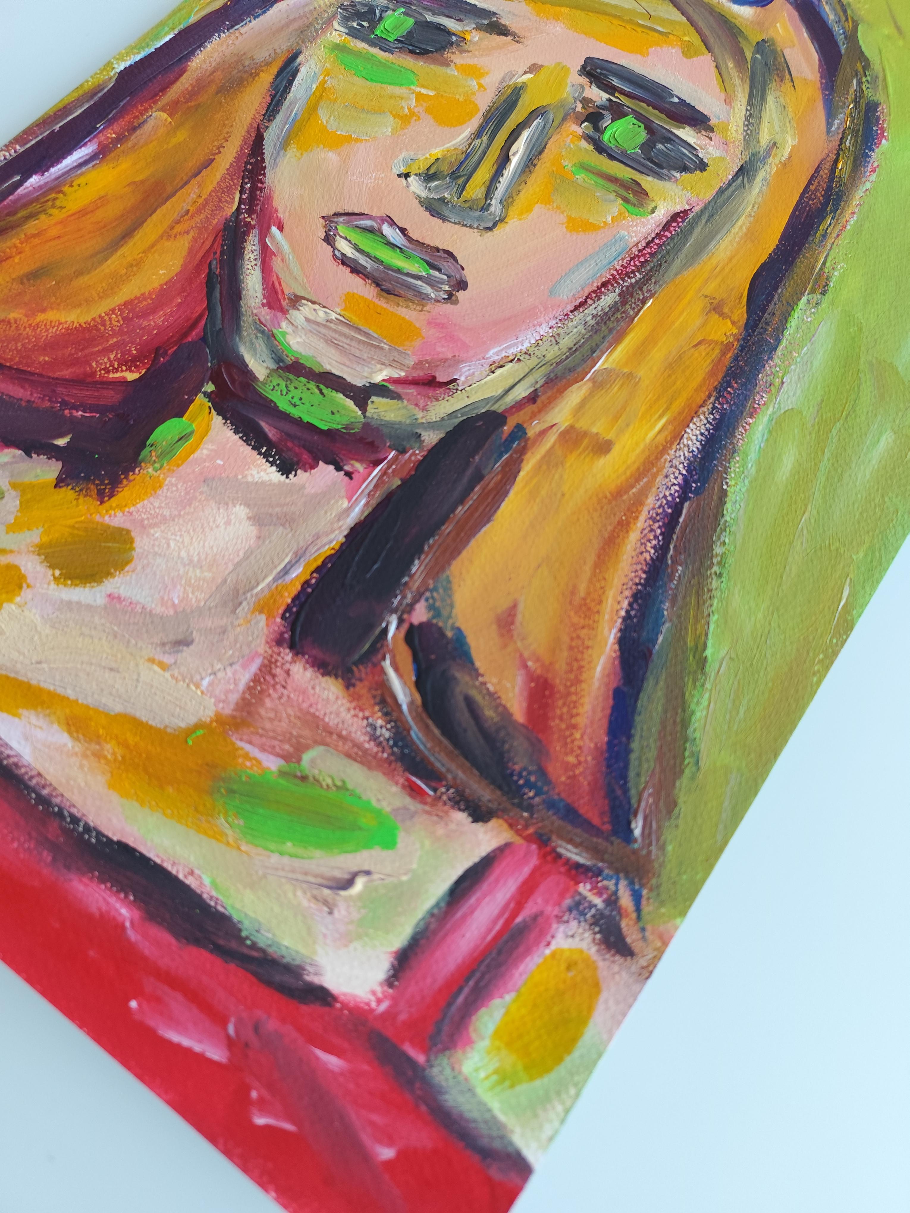 Zeitgenössisches abstraktes expressionistisches Frauenporträt 