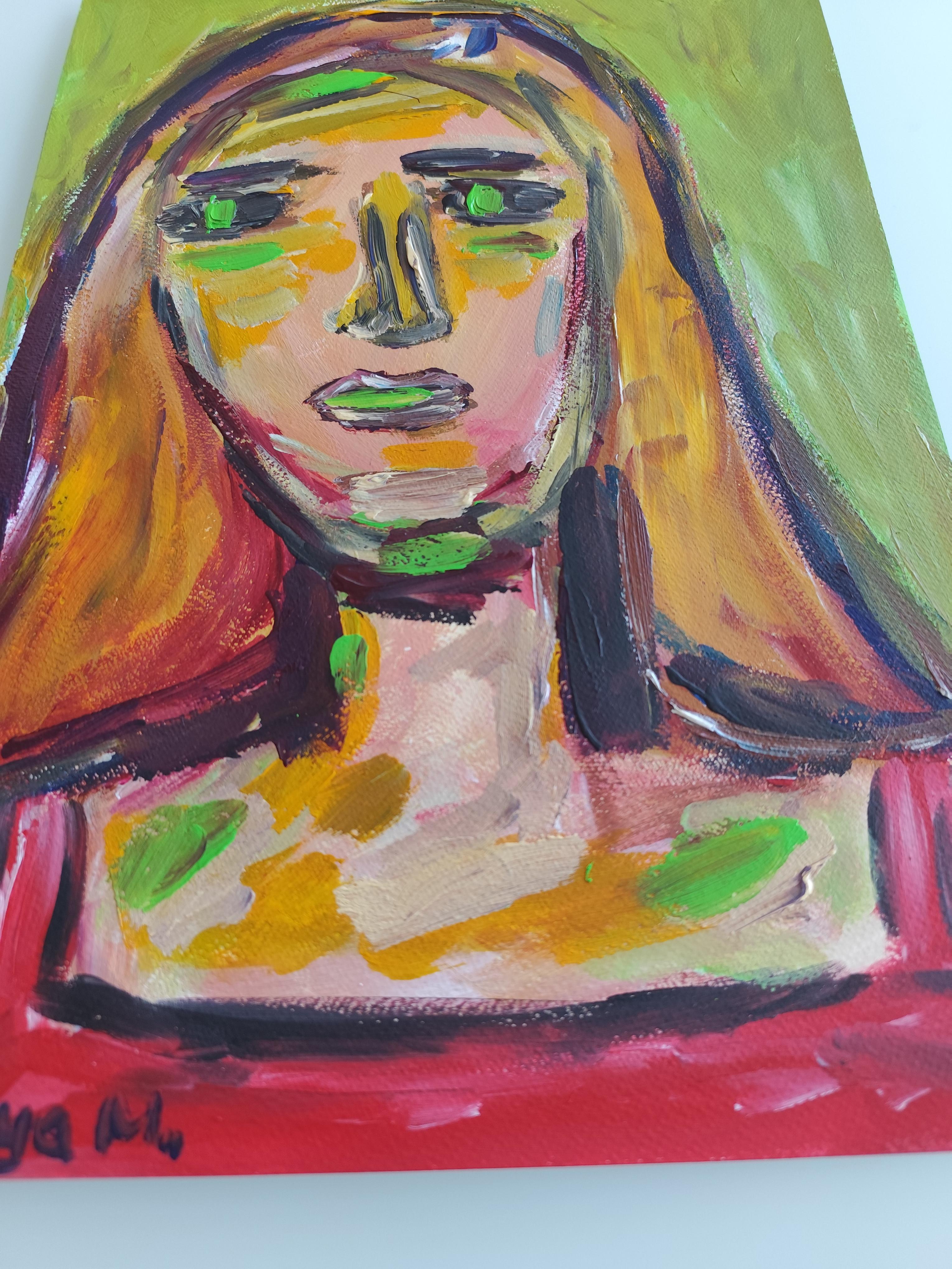 Zeitgenössisches abstraktes expressionistisches Frauenporträt 