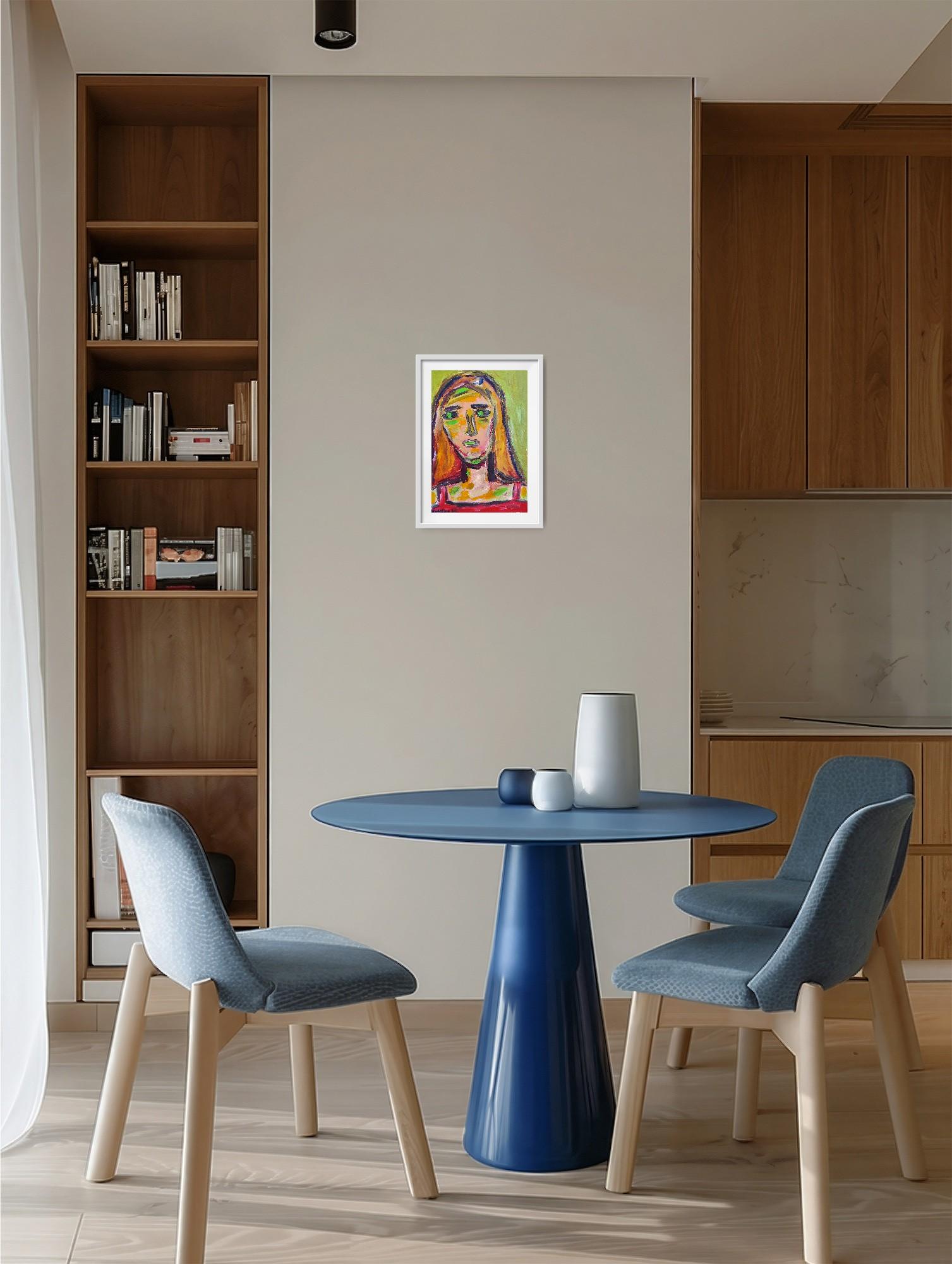 Dieses zeitgenössische abstrakte expressionistische Frauenporträt wurde von der französischen Künstlerin Natalya Mougenot geschaffen und ist Teil ihrer fortlaufenden Serie, die die emotionalen, inneren und spirituellen Landschaften von Frauen