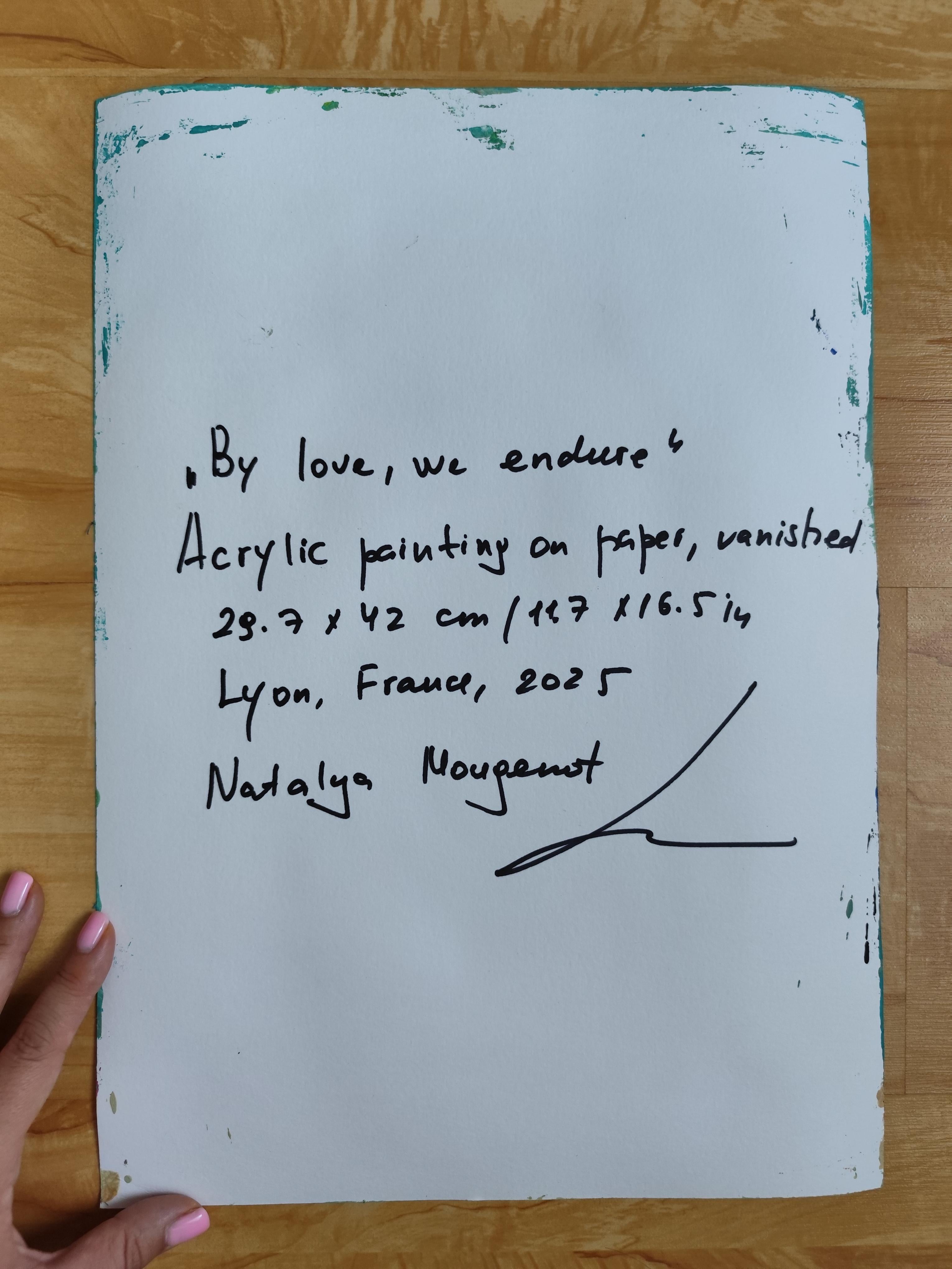 Zeitgenössisches abstraktes expressionistisches Frauenporträt Papier 
