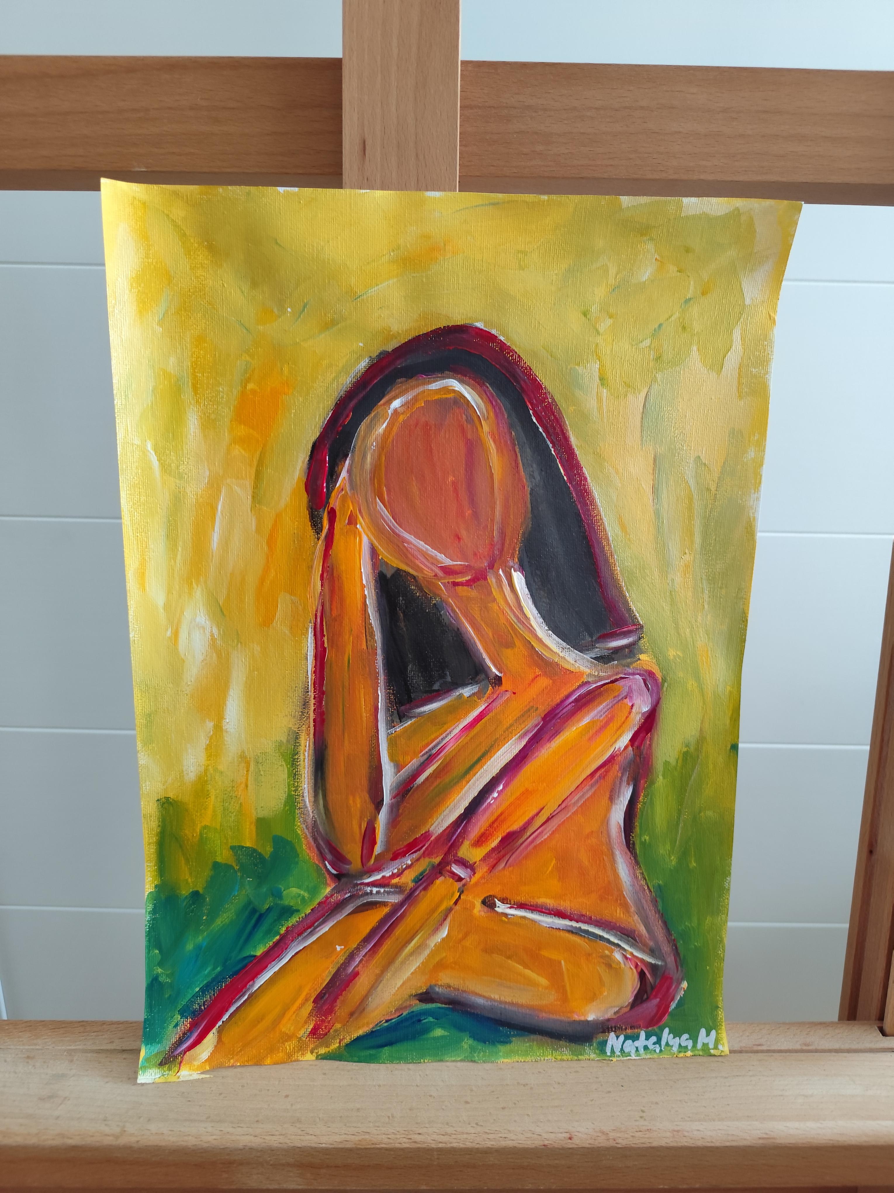 Contemporary abstract  expressionist woman's portrait 