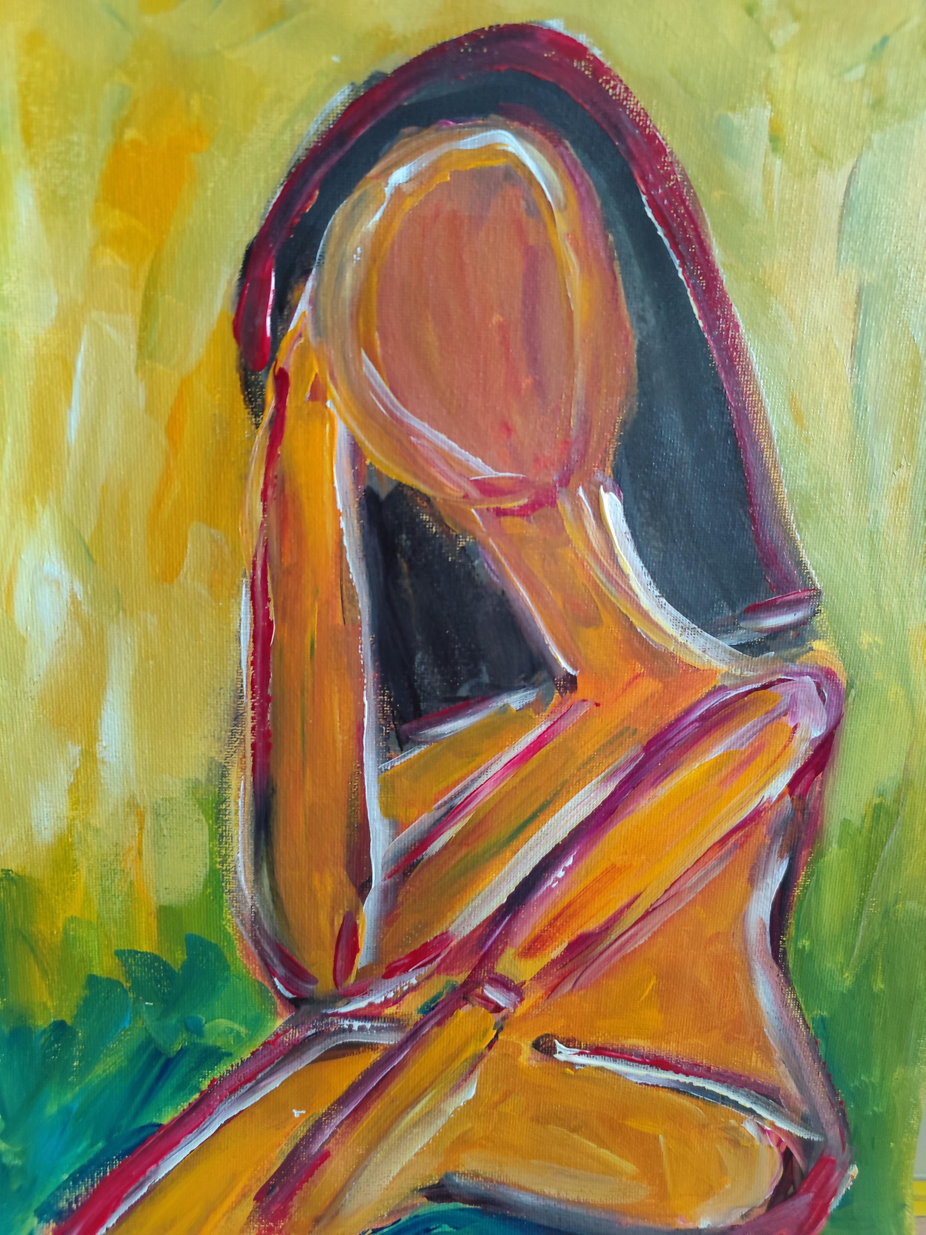 Contemporary abstract  expressionist woman's portrait 