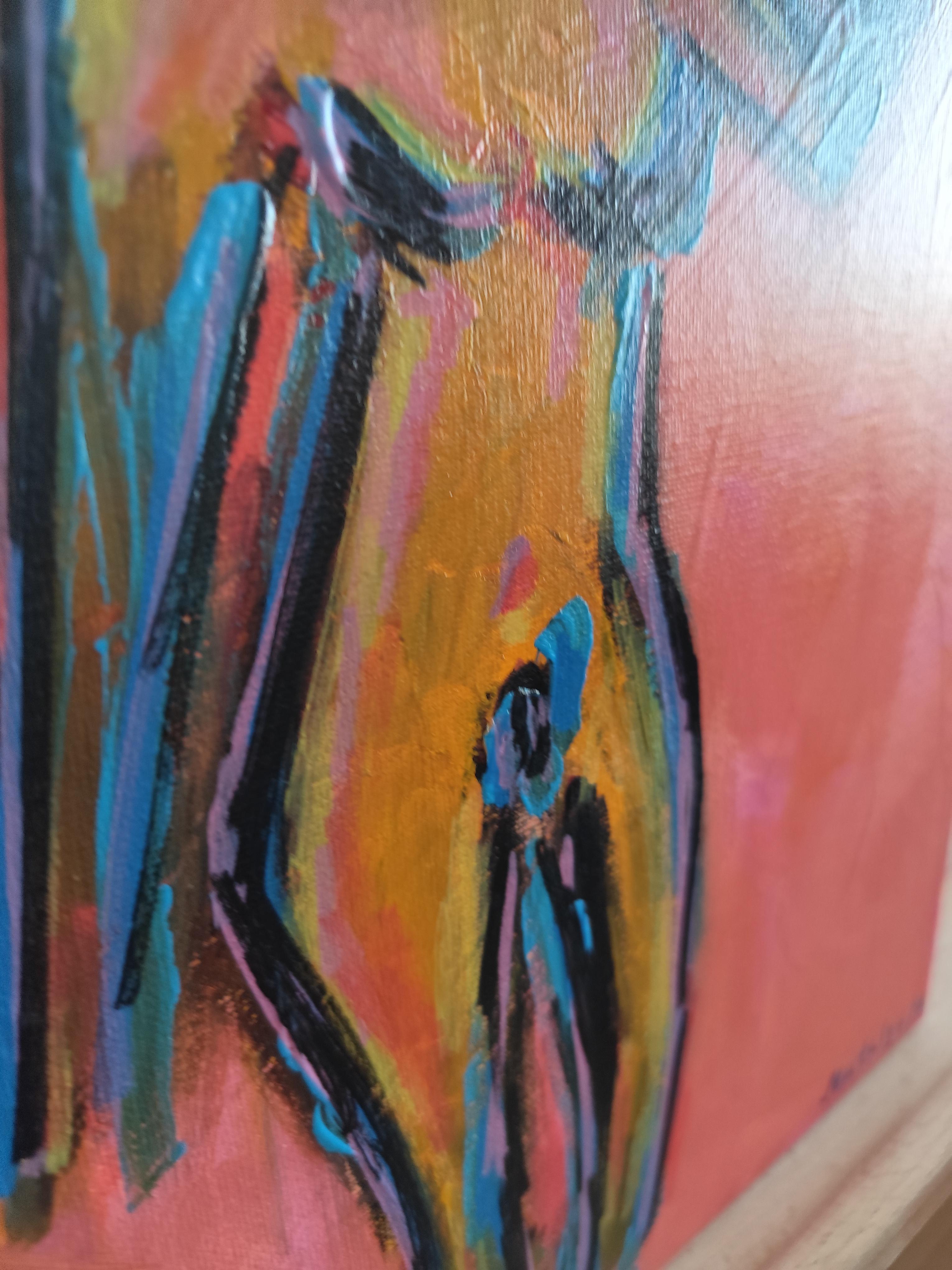 Portrait de femme expressionniste abstrait contemporain 