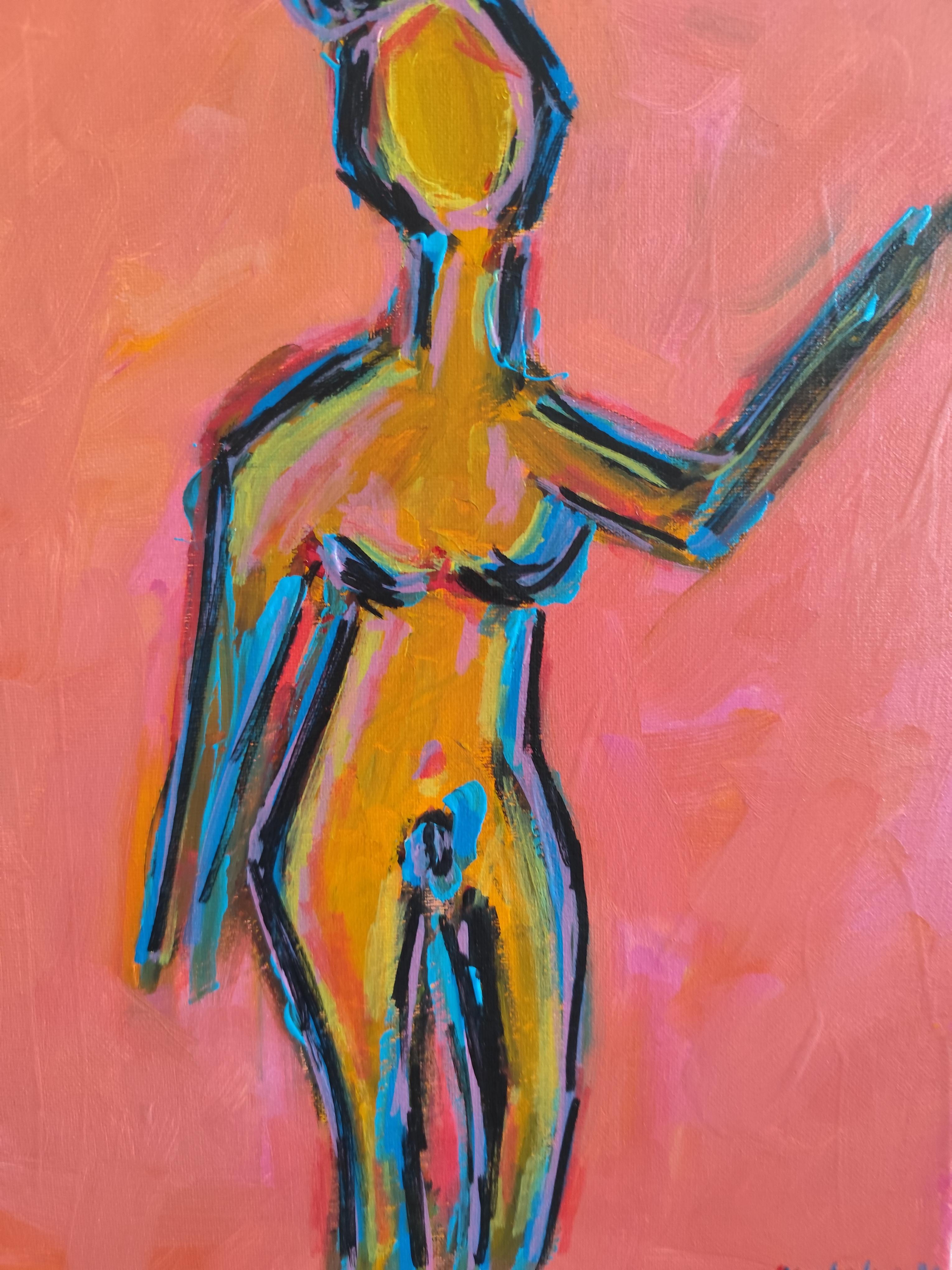 Portrait de femme expressionniste abstrait contemporain 