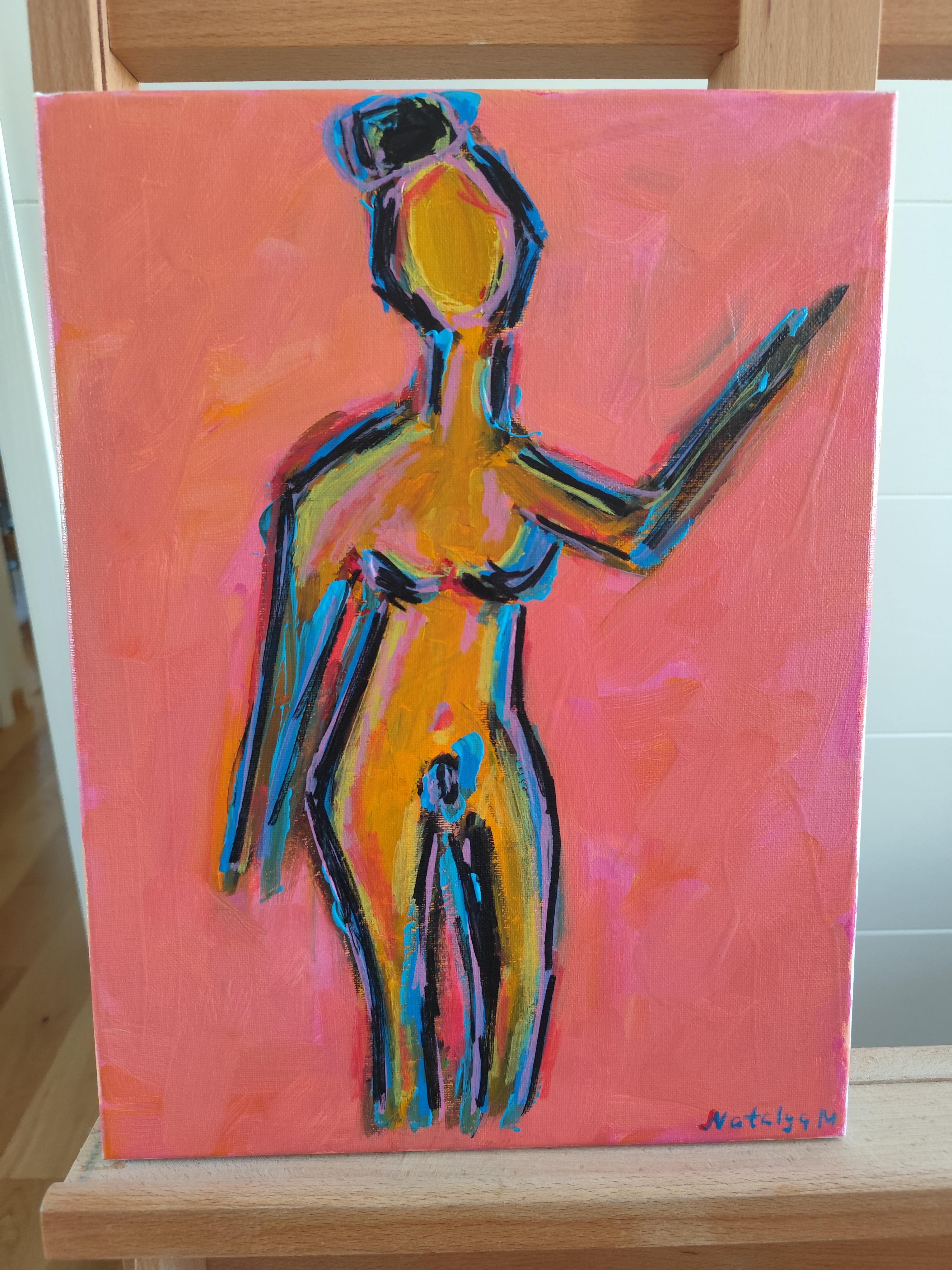 Portrait de femme expressionniste abstrait contemporain 