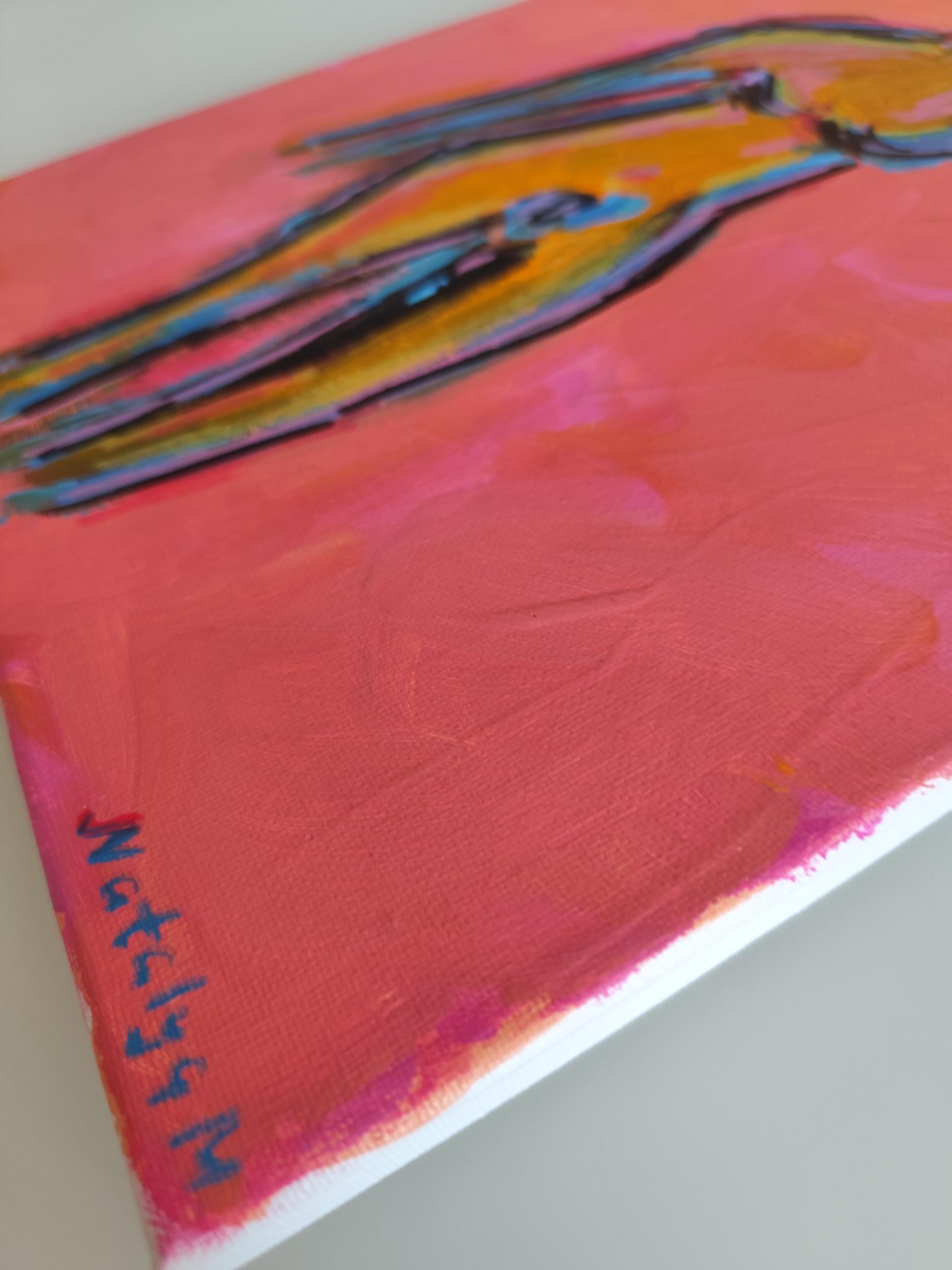 Portrait de femme expressionniste abstrait contemporain 