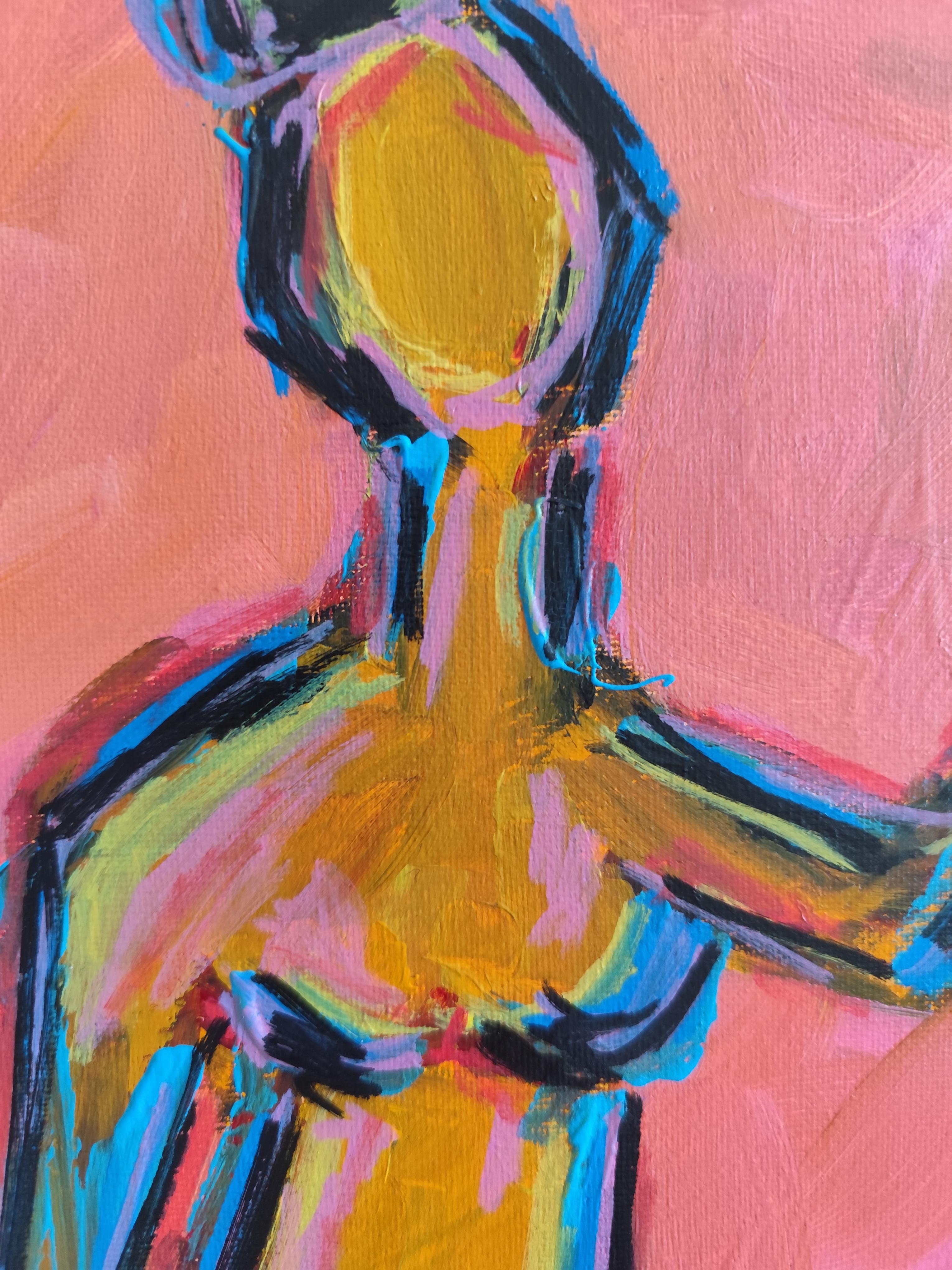 Portrait de femme expressionniste abstrait contemporain 