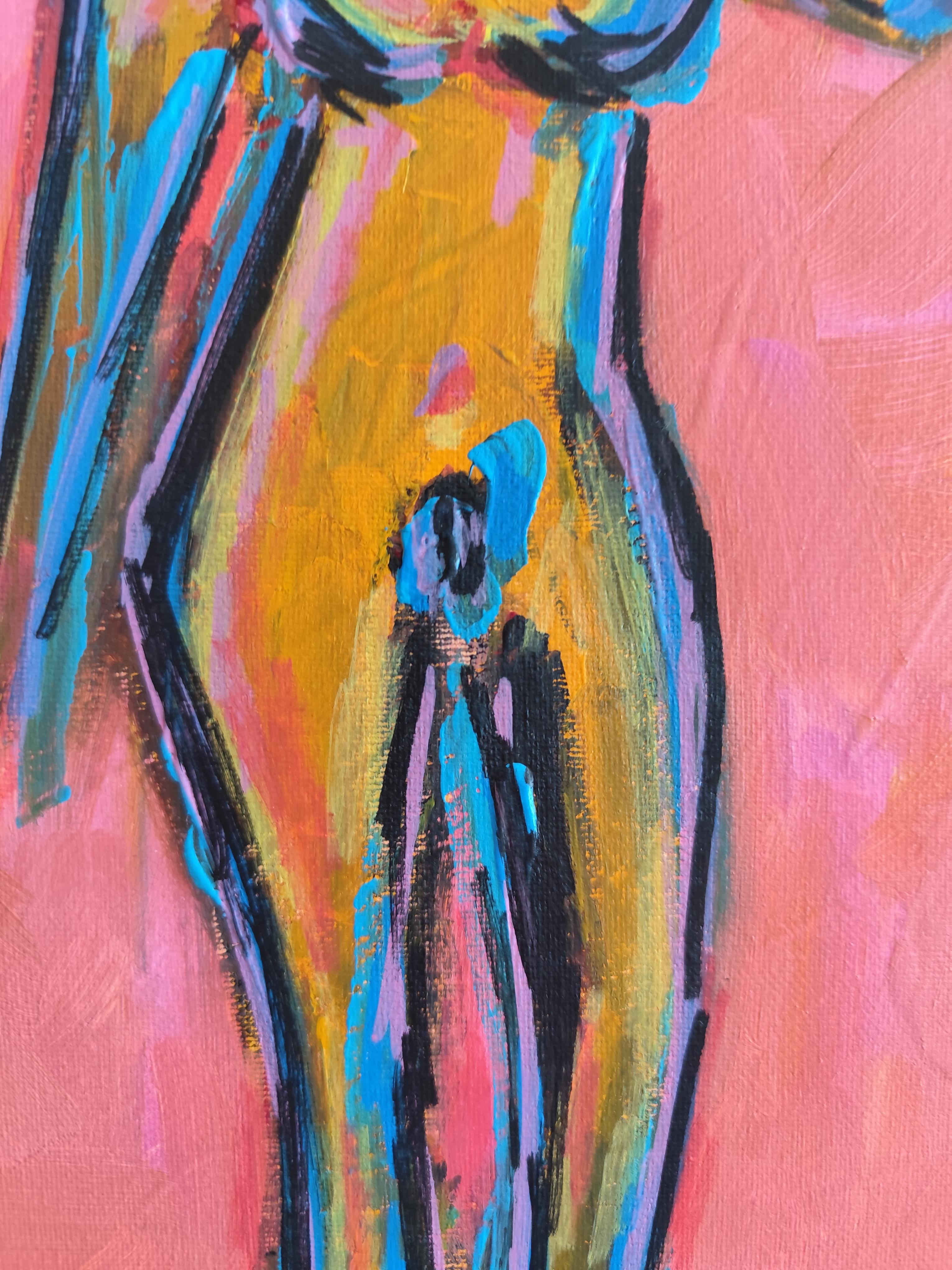 Portrait de femme expressionniste abstrait contemporain 