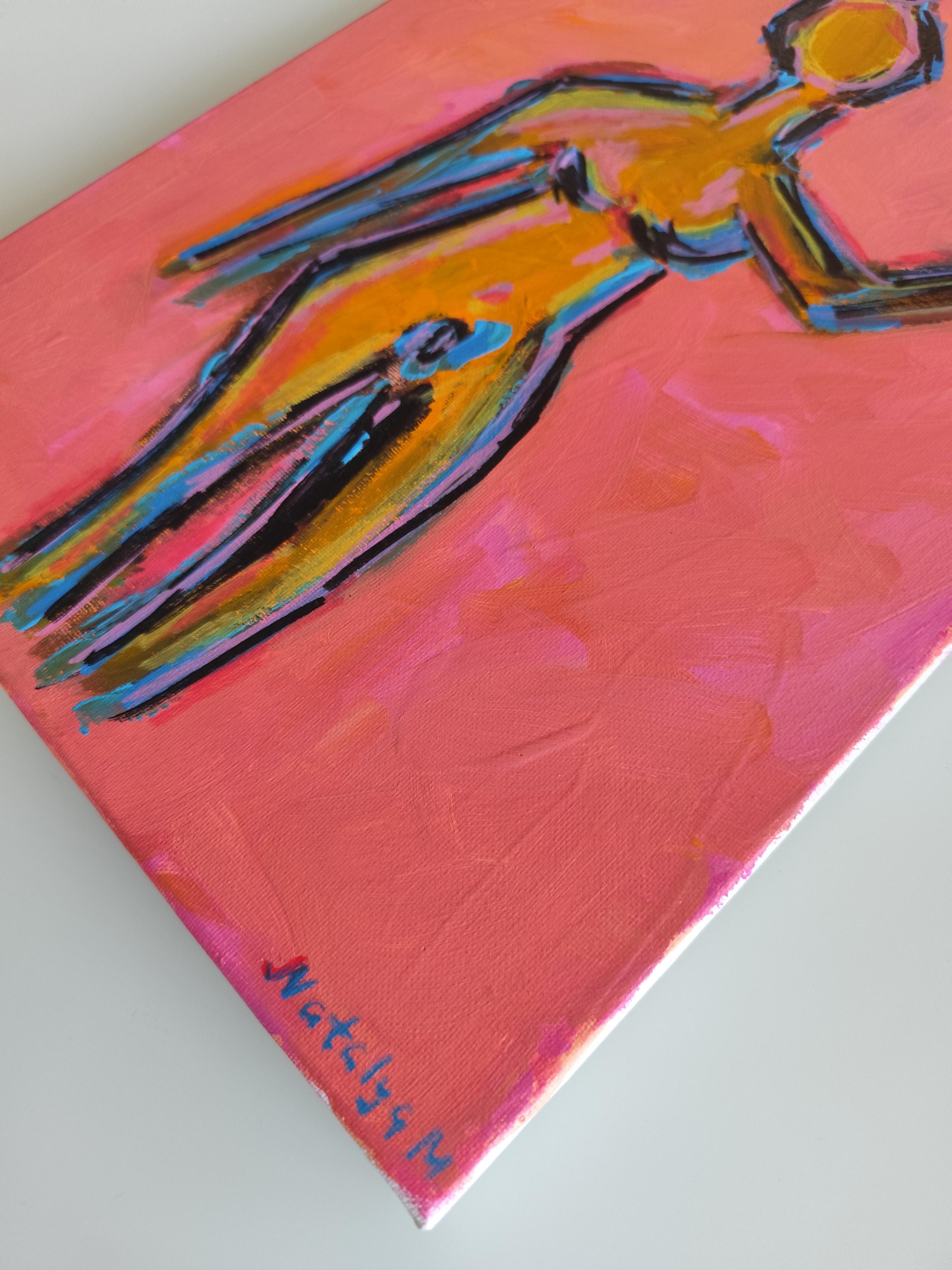 Portrait de femme expressionniste abstrait contemporain 