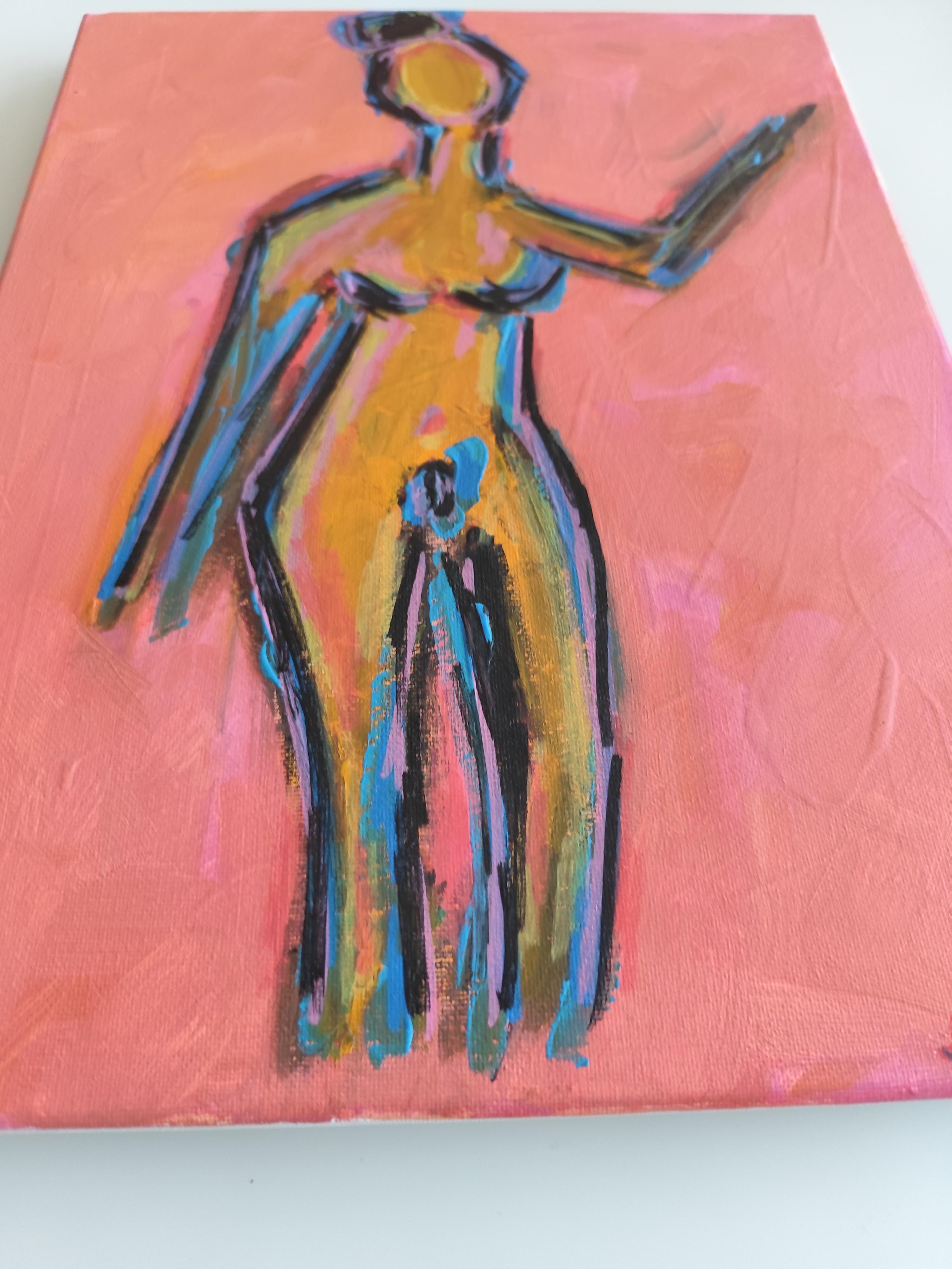 Portrait de femme expressionniste abstrait contemporain 