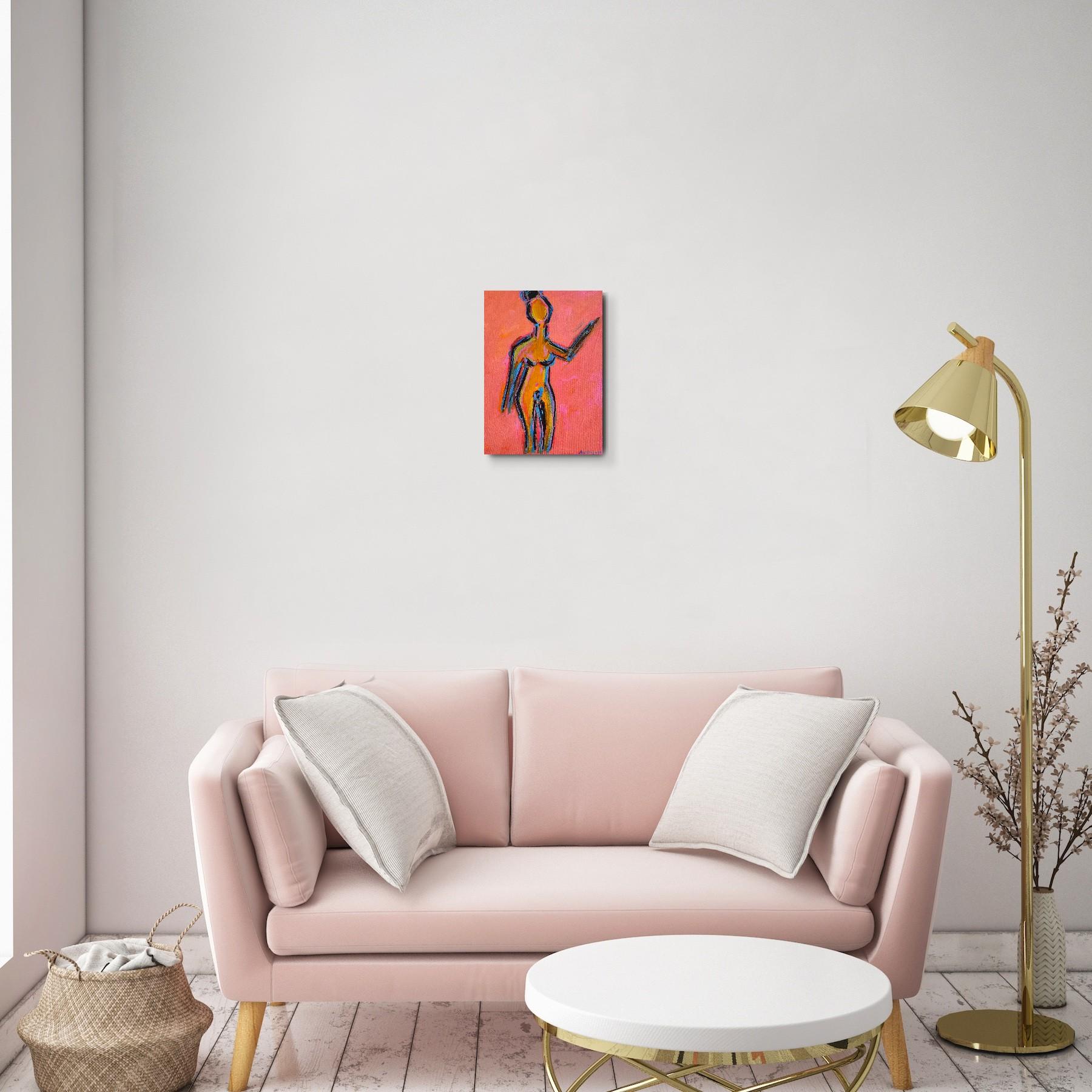 Portrait de femme expressionniste abstrait contemporain 