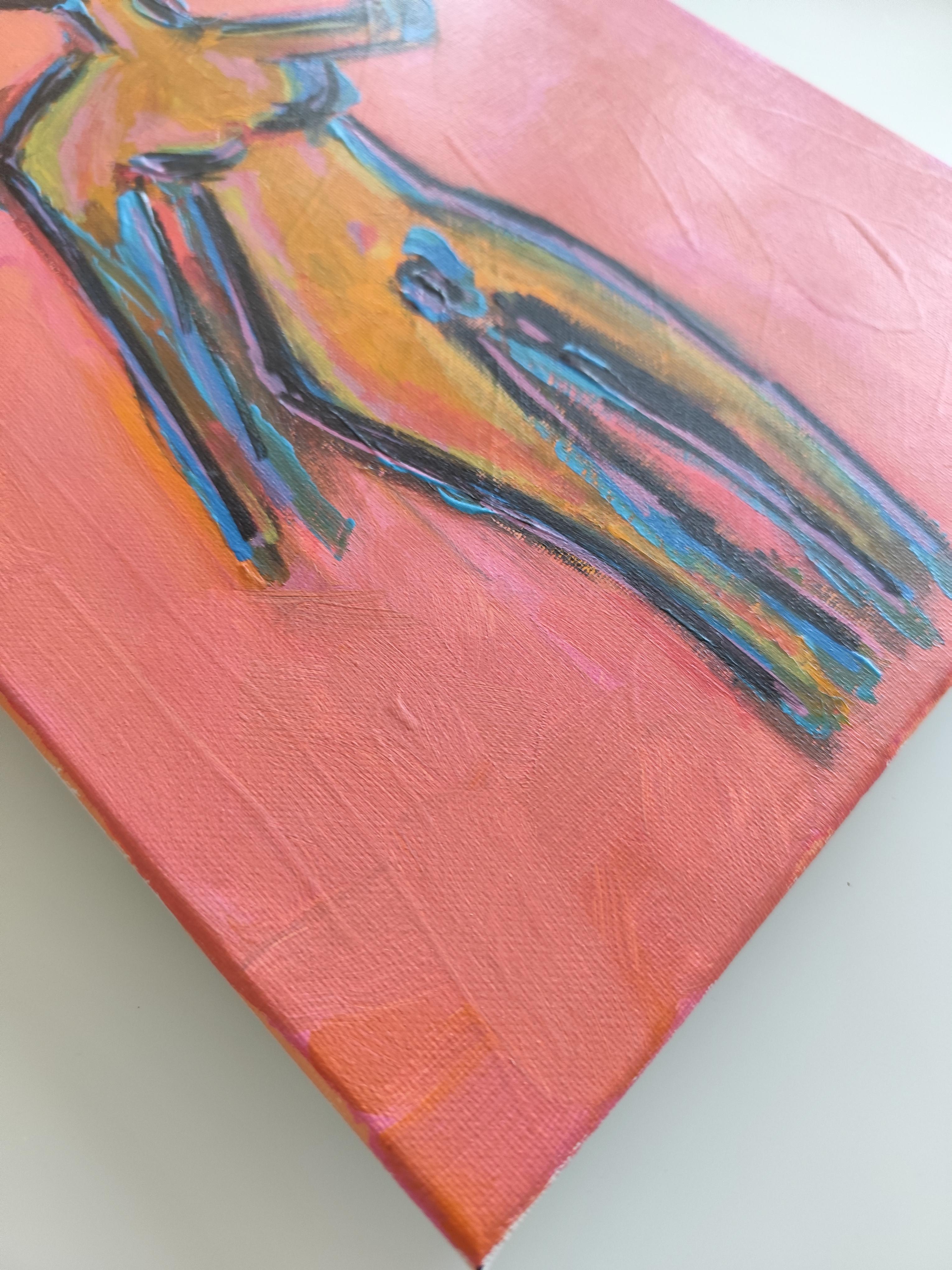 Portrait de femme expressionniste abstrait contemporain 