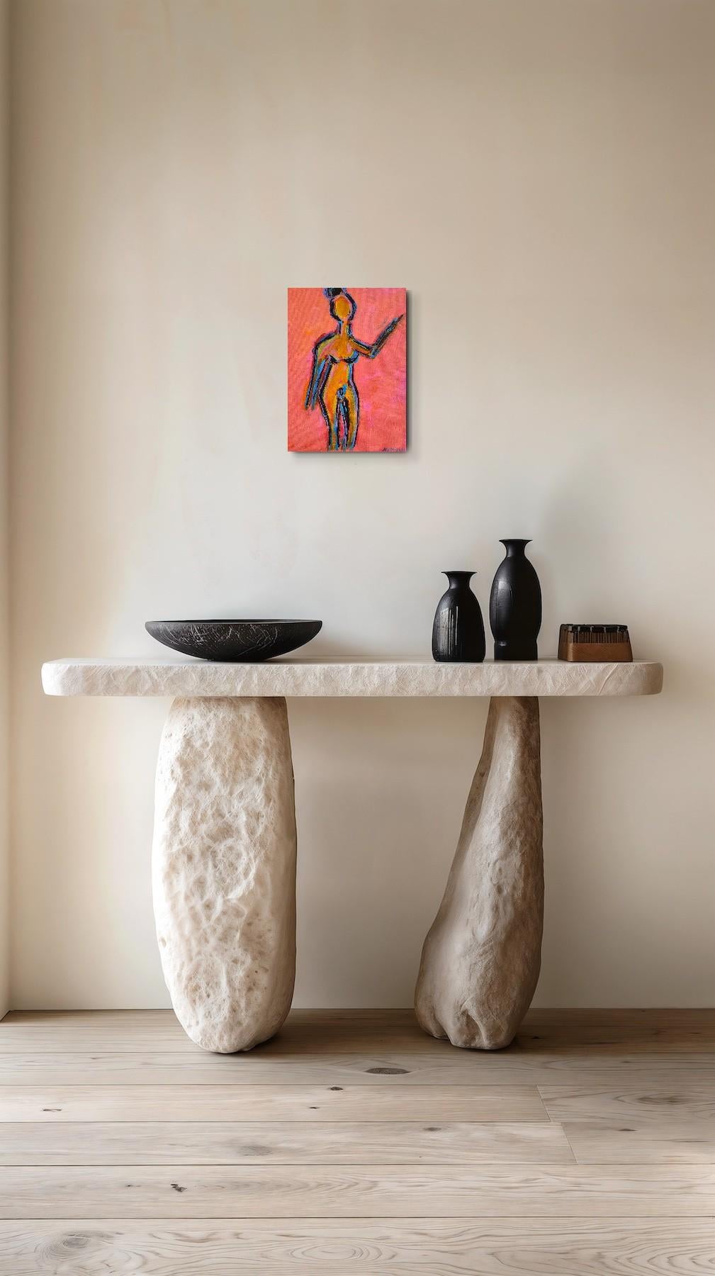 Portrait de femme expressionniste abstrait contemporain 