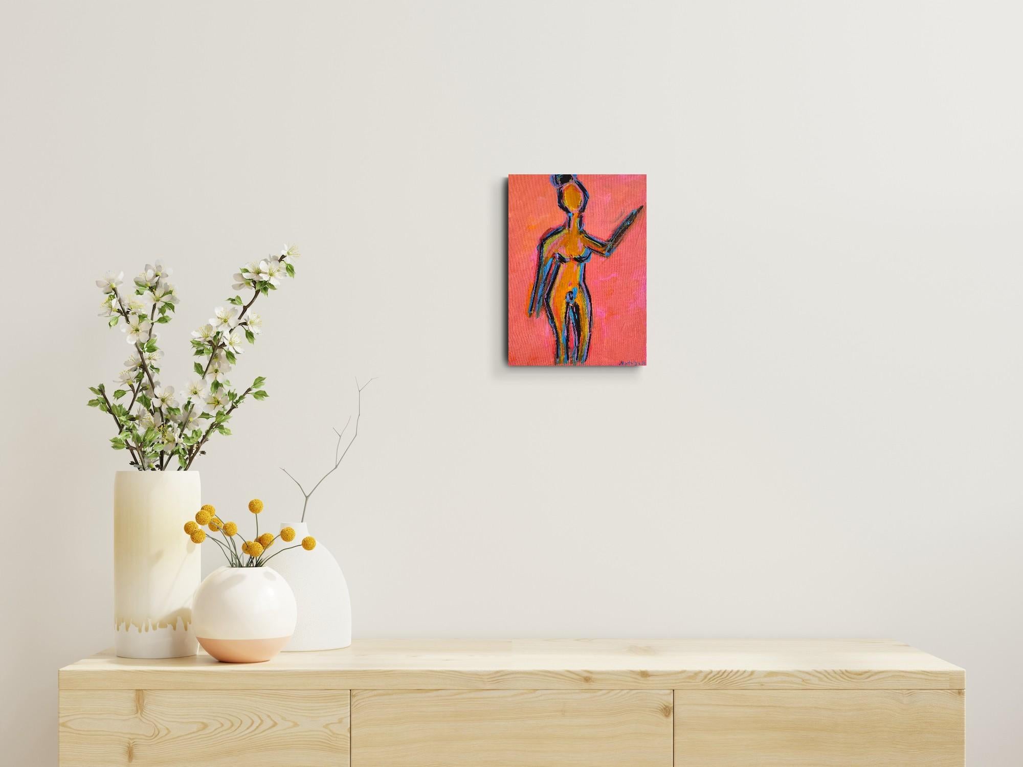 Portrait de femme expressionniste abstrait contemporain 