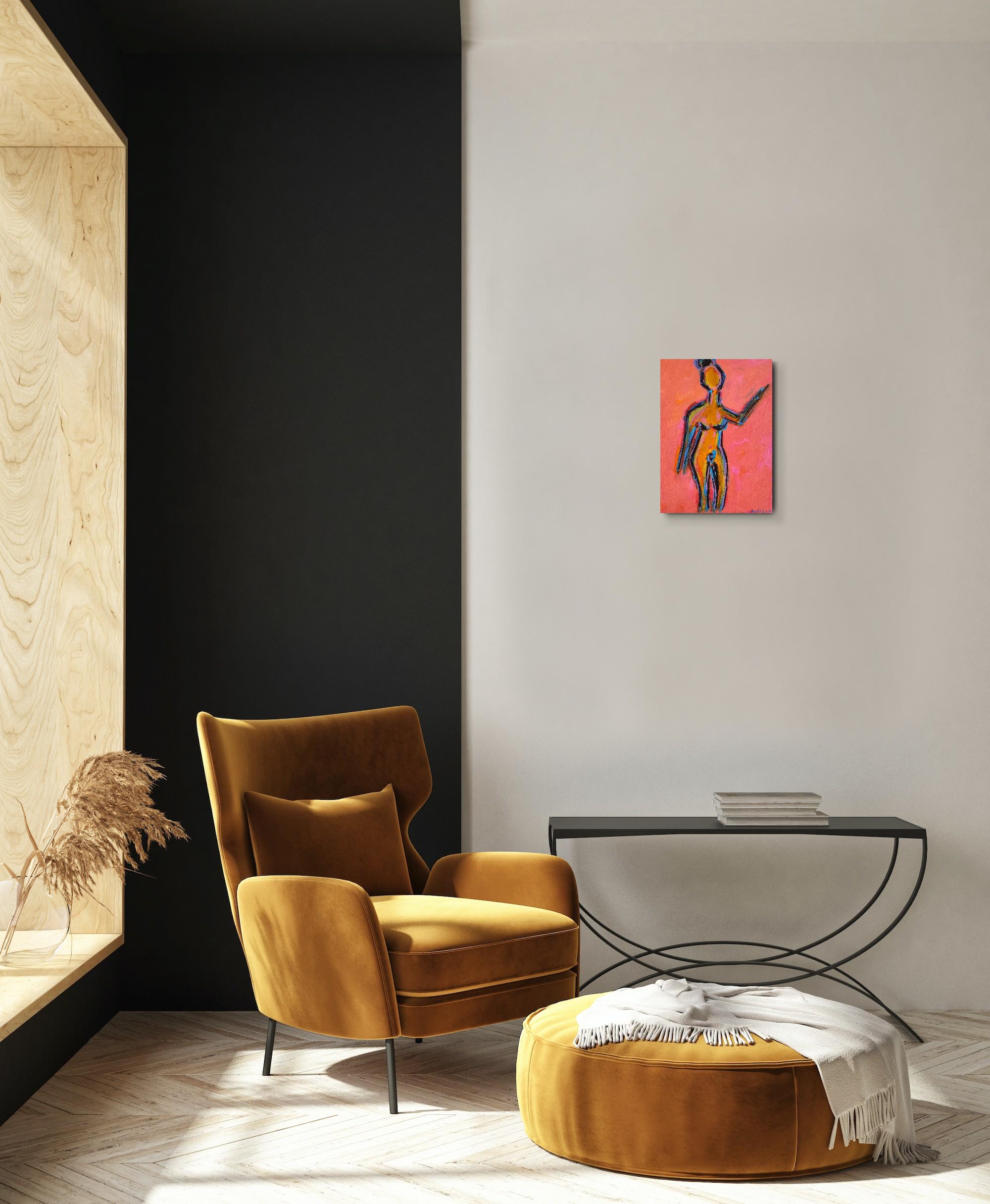 Portrait de femme expressionniste abstrait contemporain 