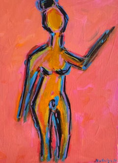 Retrato de mujer expresionista abstracto contemporáneo "Alcanzando la luz"