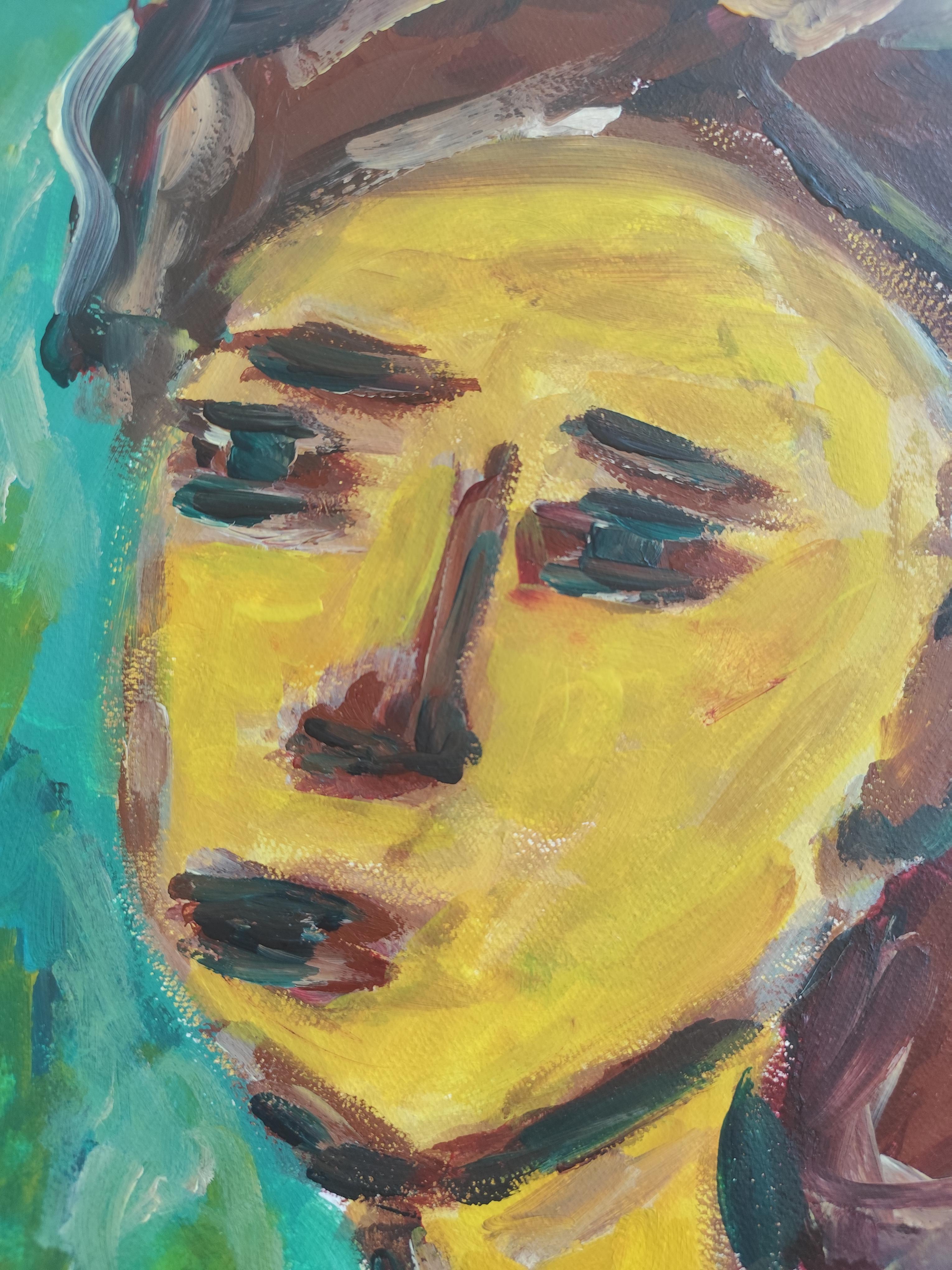 Zeitgenössisches abstraktes expressionistisches Frauenporträt 