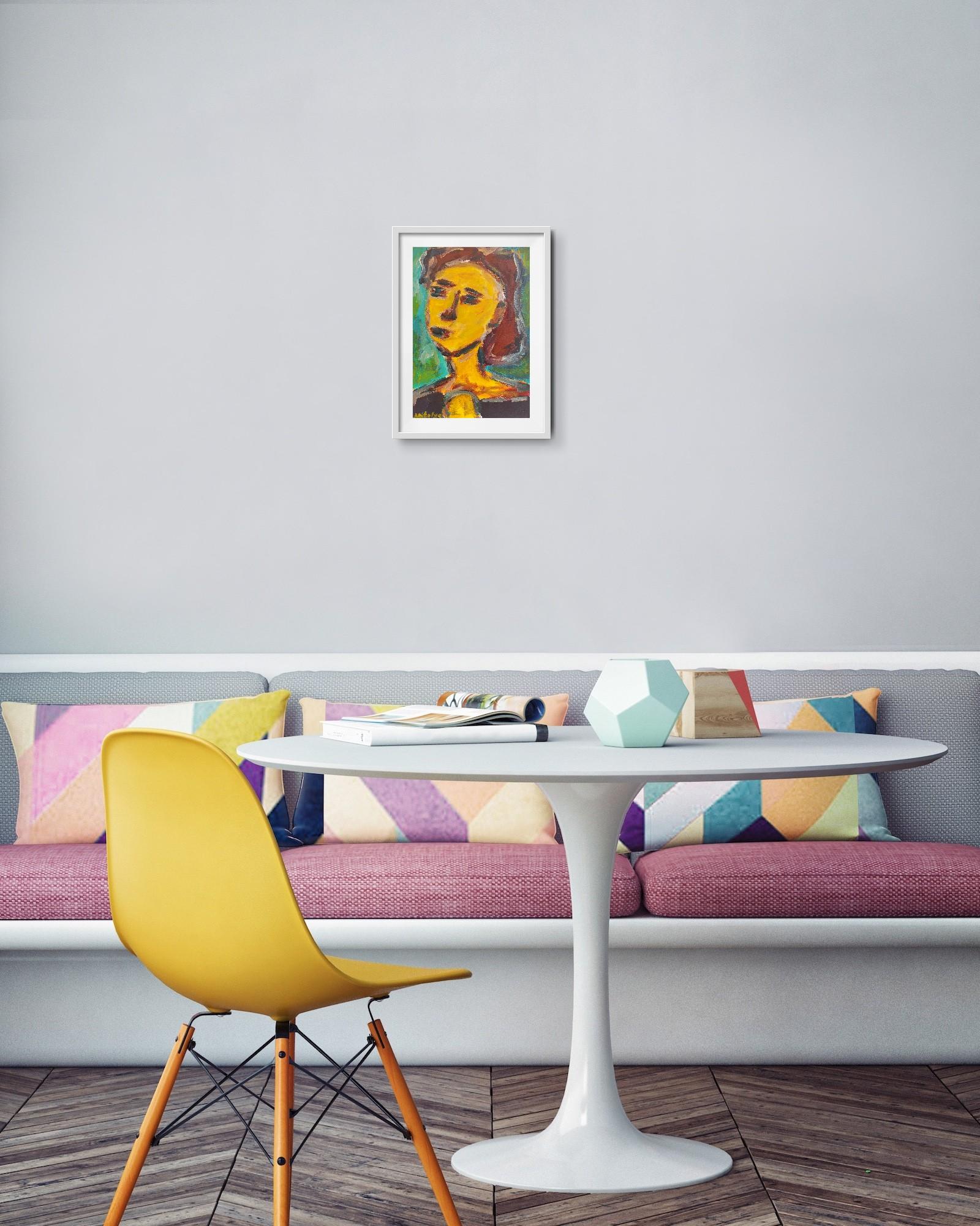 Dieses zeitgenössische, abstrakt-expressionistische Frauenporträt wurde von der französischen Künstlerin Natalya Mougenot geschaffen und ist Teil ihrer fortlaufenden Women-Serie - ein zutiefst persönliches Werk, das der Erforschung der Komplexität,