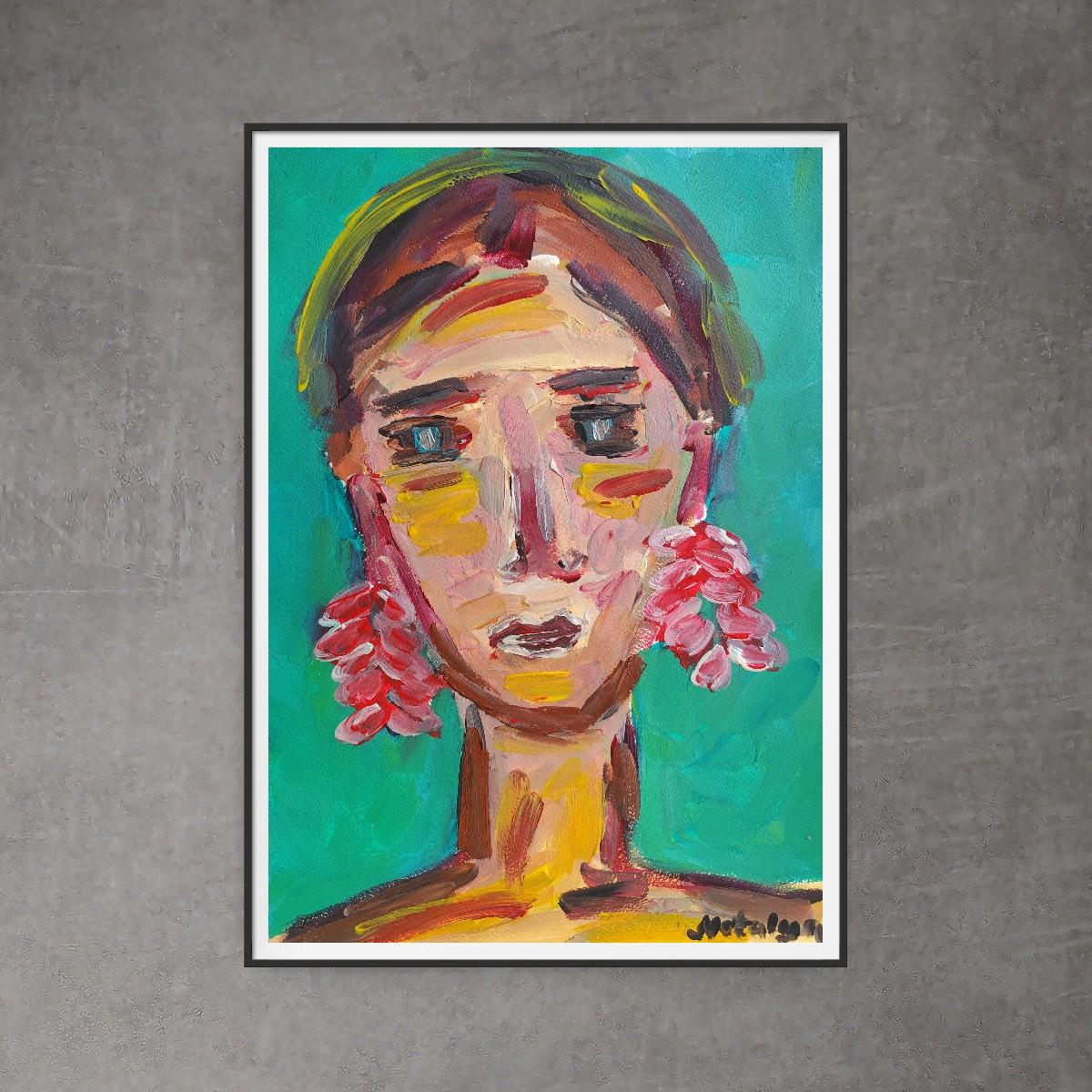 Retrato de mujer expresionista abstracto contemporáneo 