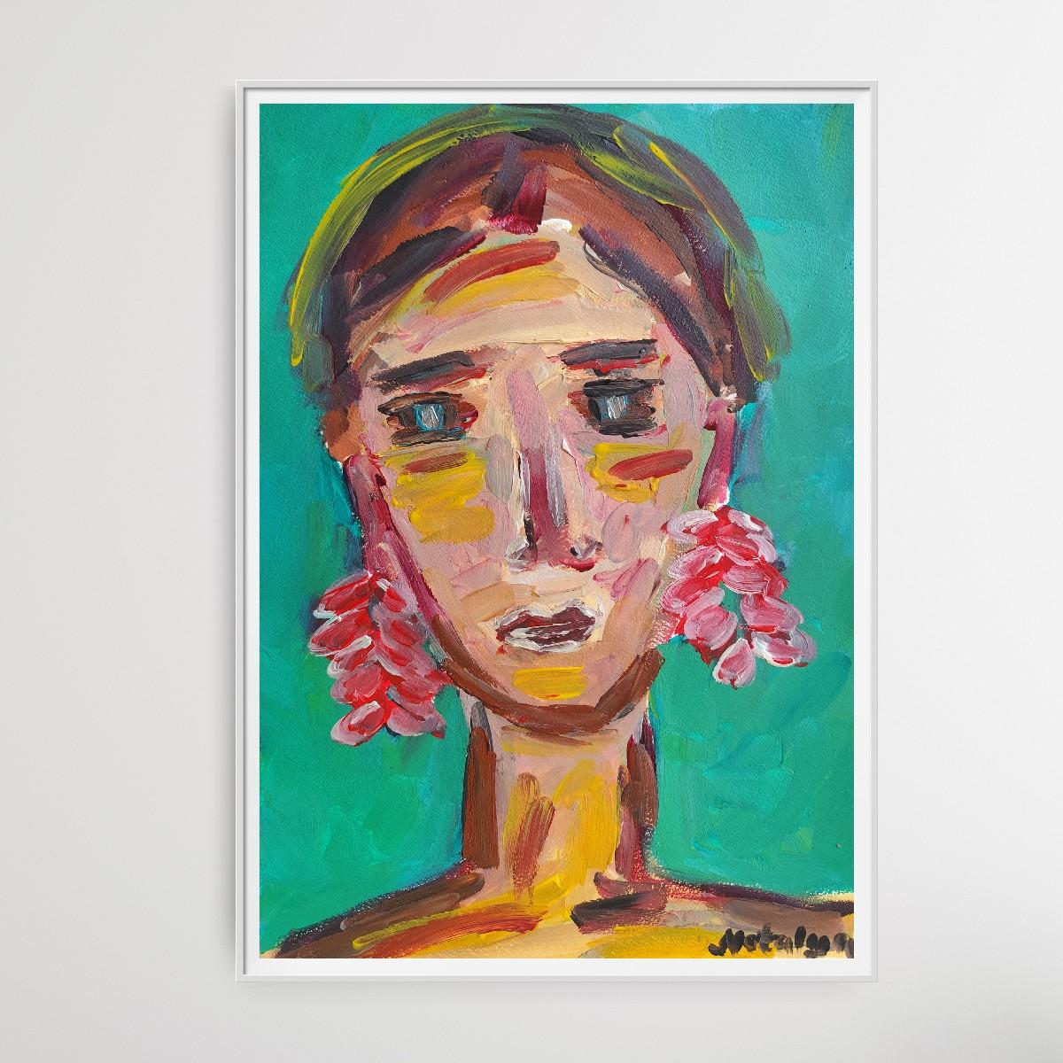 Retrato de mujer expresionista abstracto contemporáneo 
