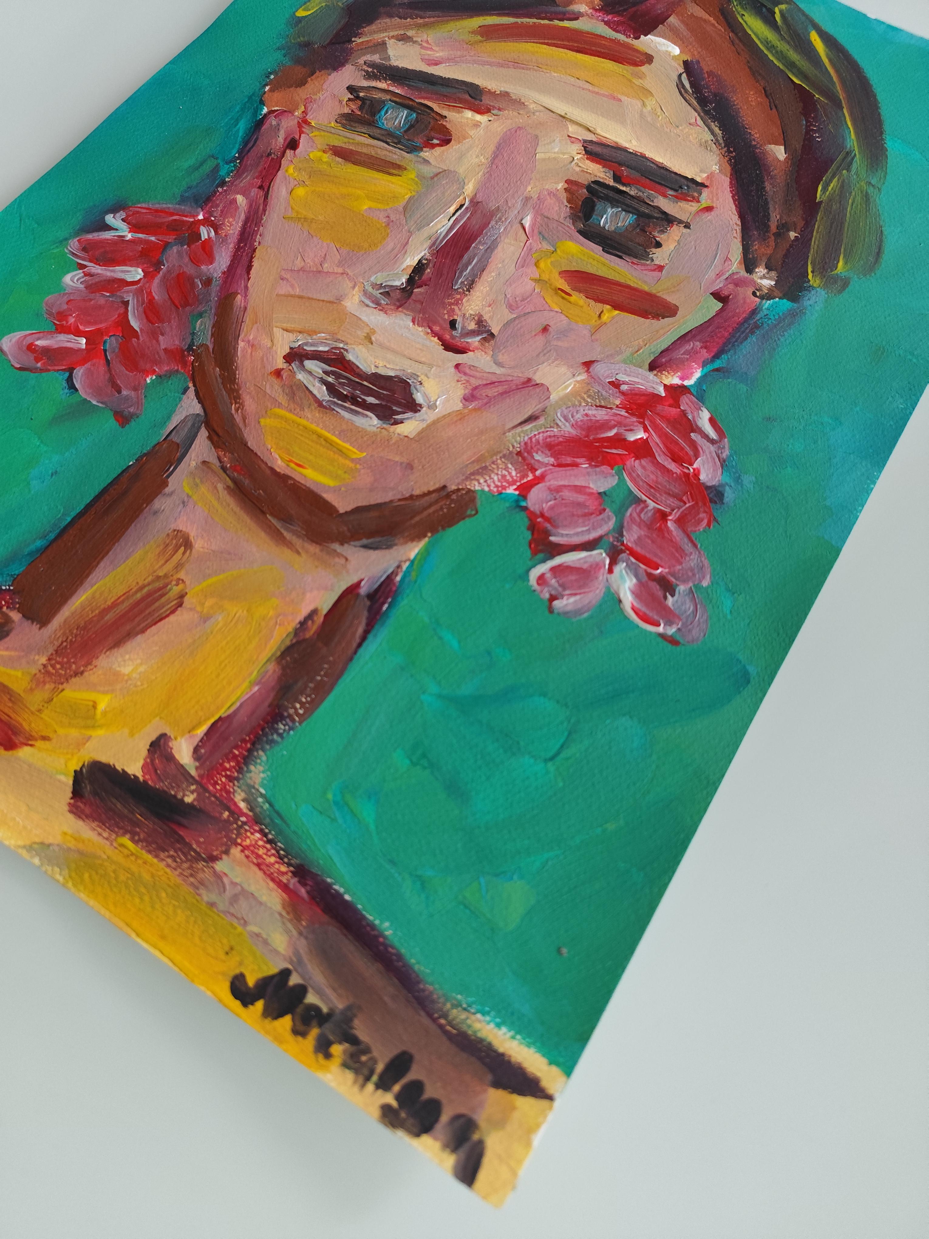 Retrato de mujer expresionista abstracto contemporáneo 