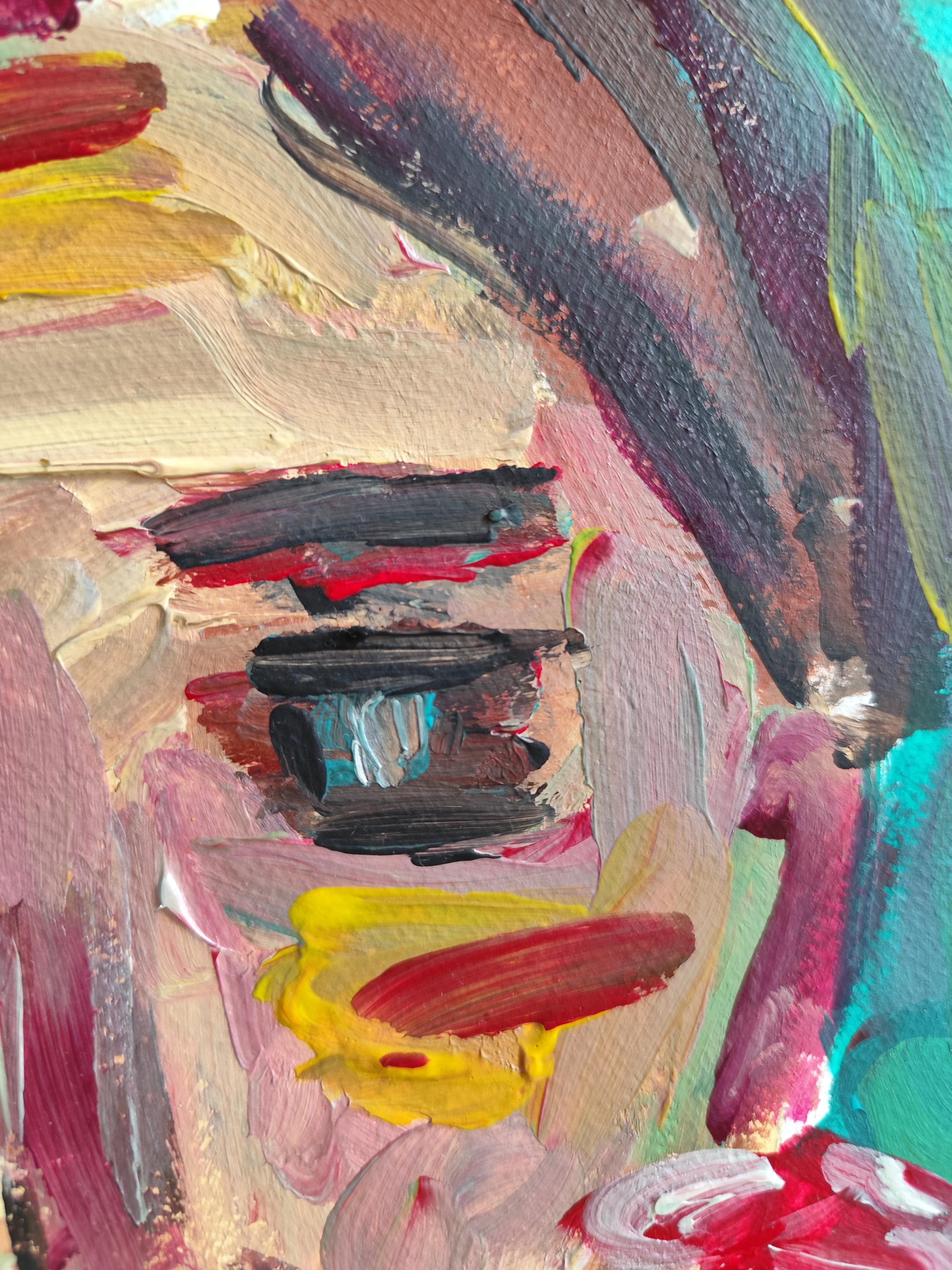 Retrato de mujer expresionista abstracto contemporáneo 